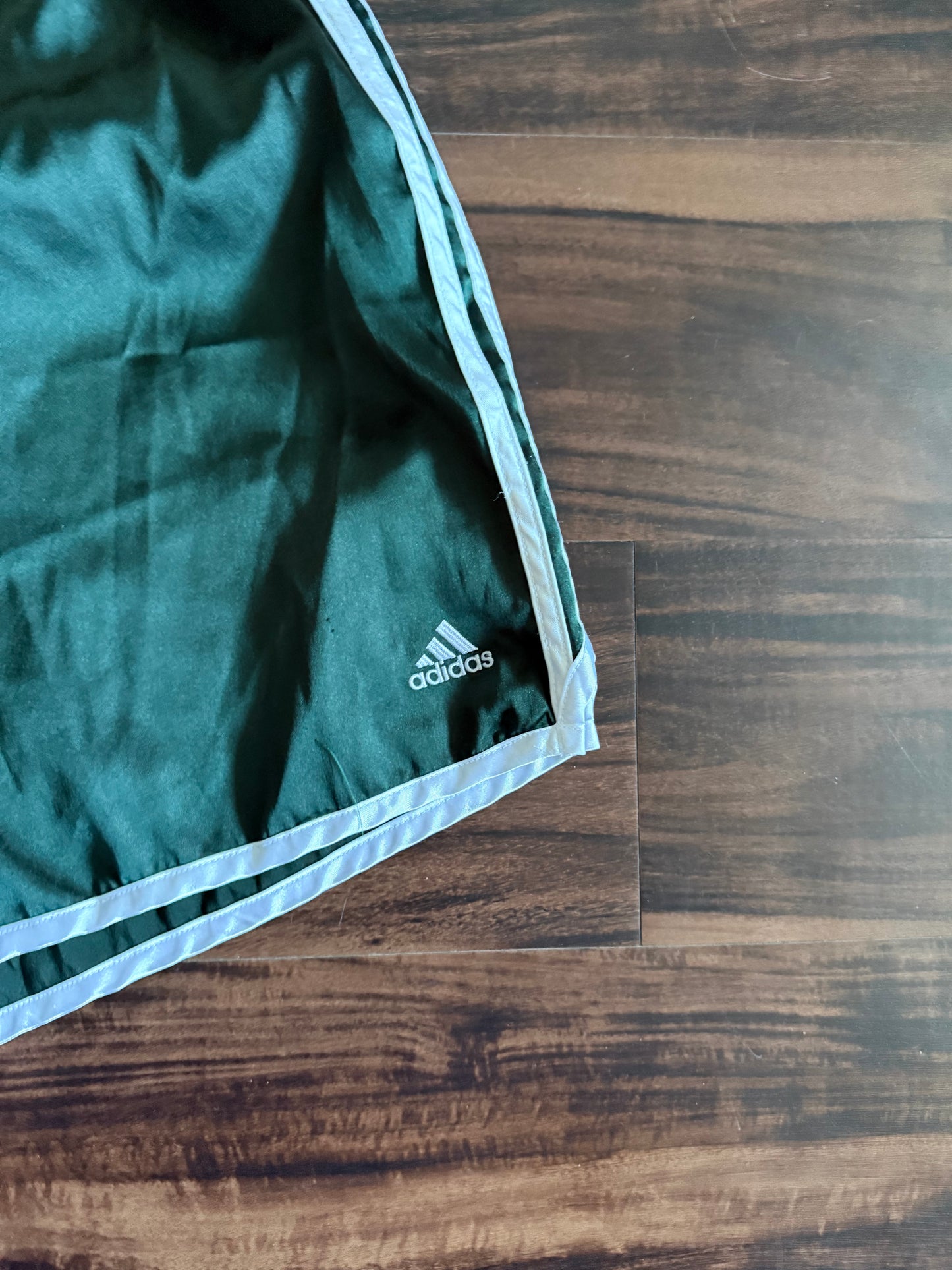 Vintage Adidas Green Striped Athletic Shorts- S