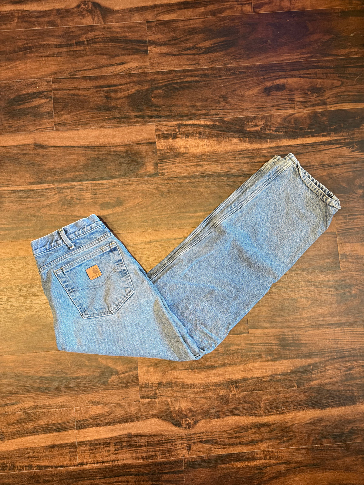 Vintage Carhartt Light Wash Distressed Flannel-Lined Jeans- 32x32