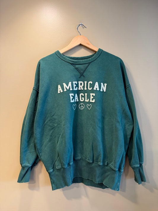 American Eagle Green Peace Crewneck Sweatshirt- S/M
