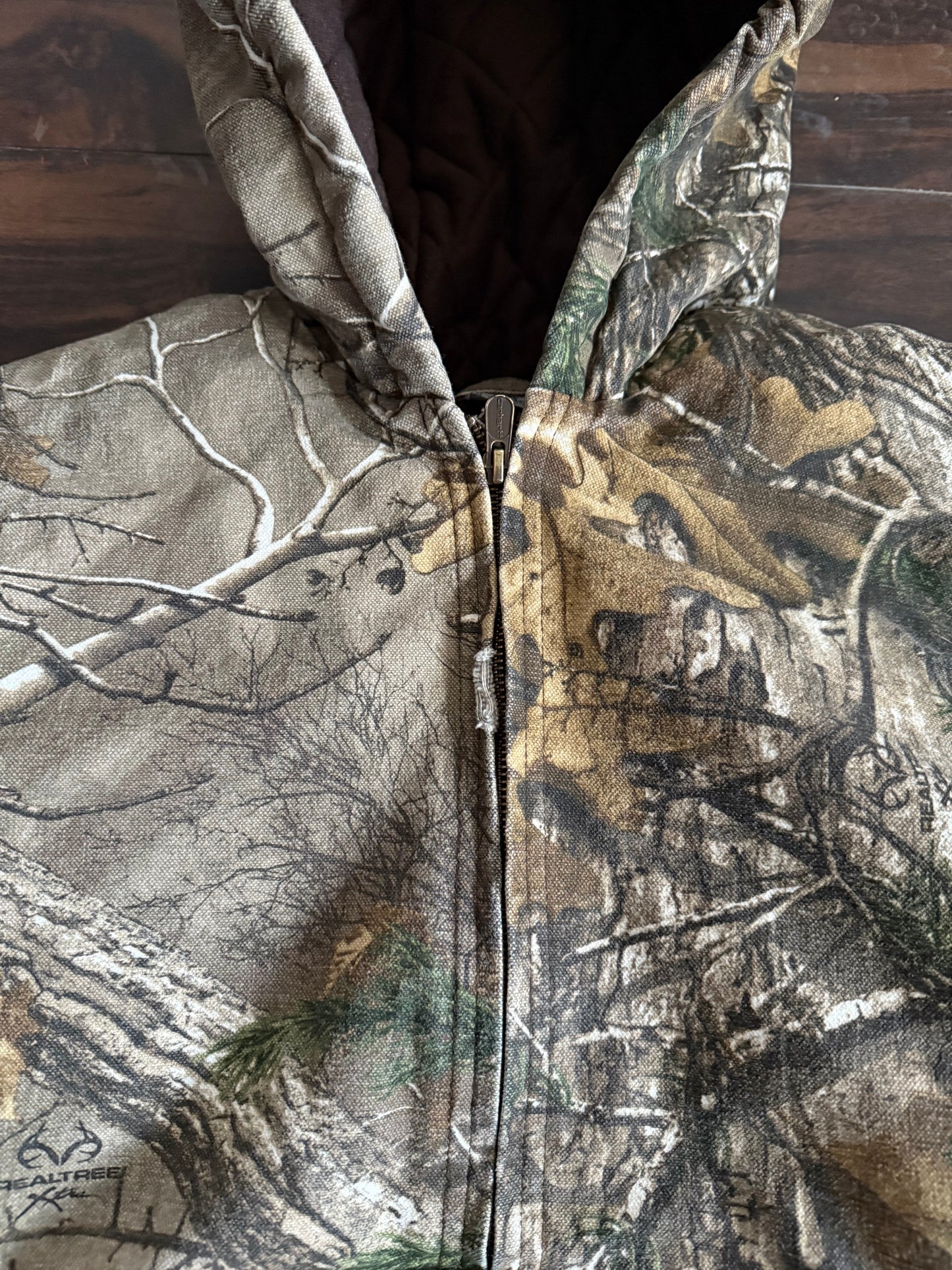 Vintage Carhartt Real Tree Camouflage Zip-Up Hooded Heavy Jacket- S/M