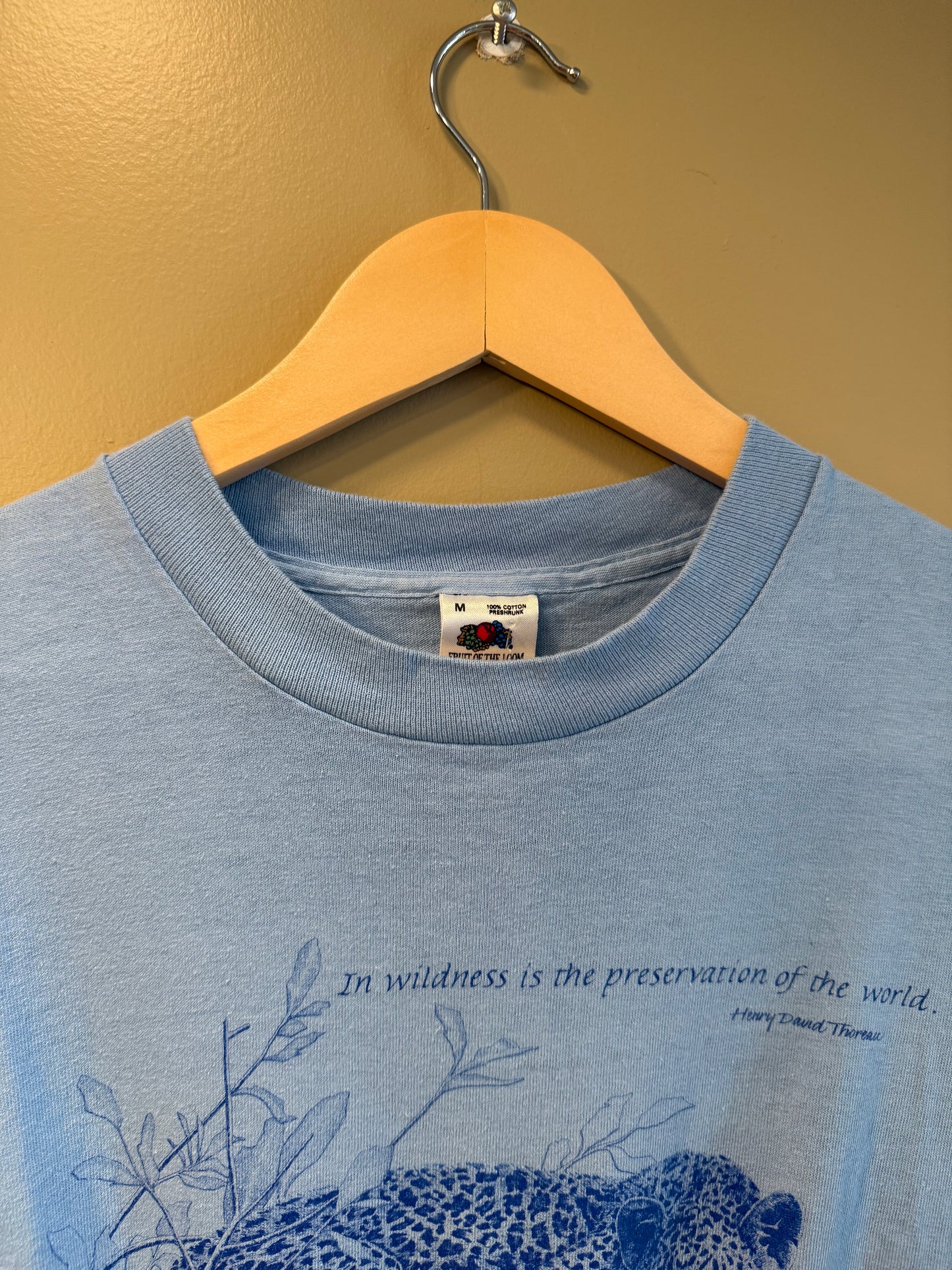 Vintage Blue Leopard Nature T-Shirt- M