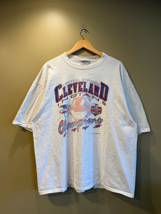 Vintage Cleveland Indians White Central Division Champions T-Shirt- XL/XXL