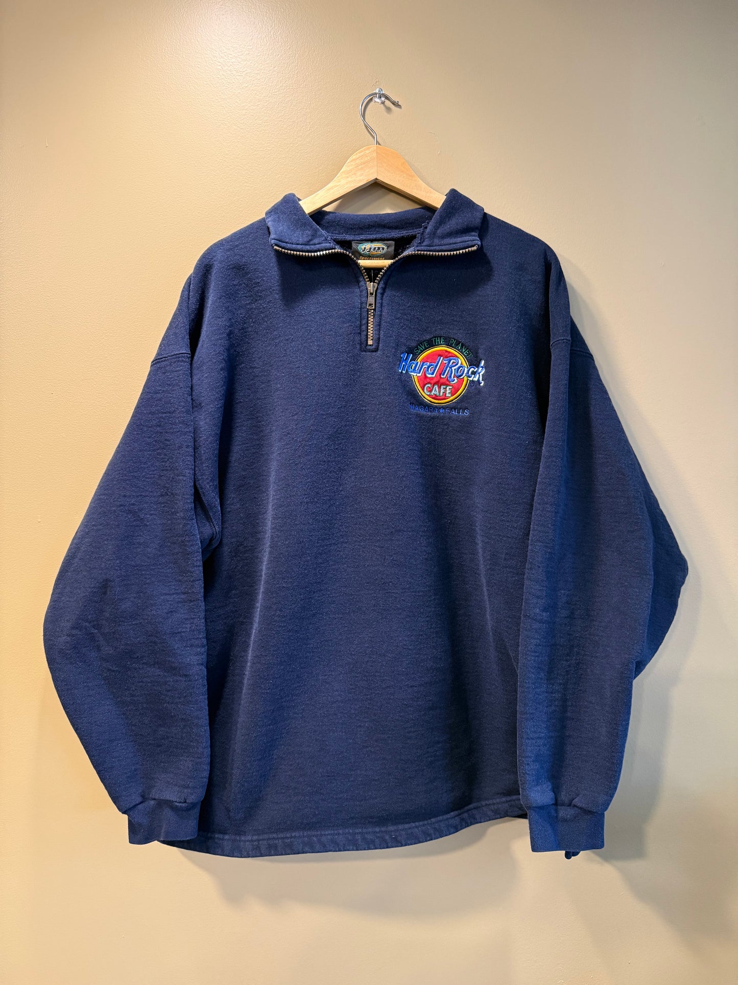 Vintage Hard Rock Cafe Niagara Falls Collared Quarter-Zip Sweatshirt- XXL