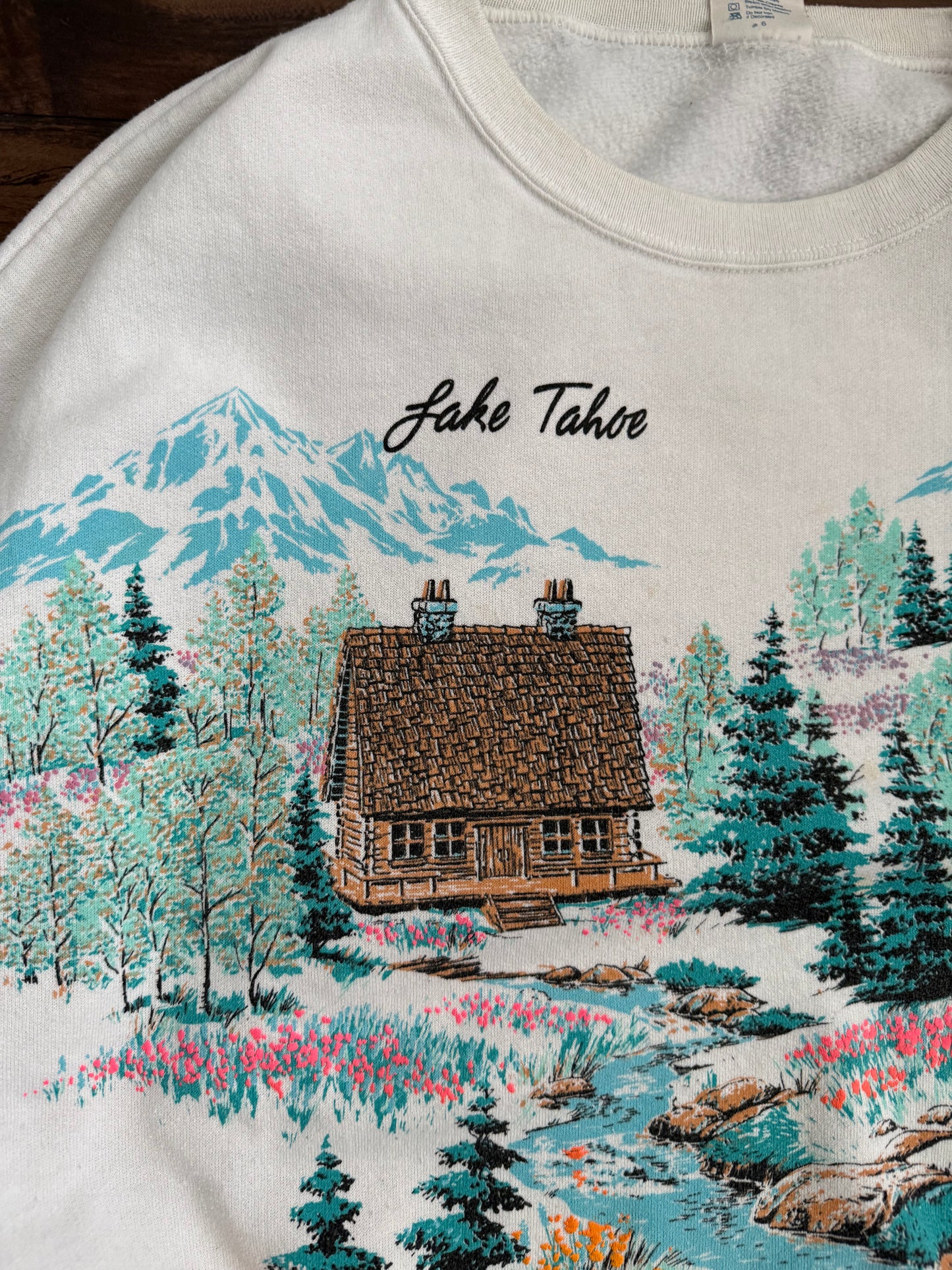 Vintage Lake Tahoe Nature All Over Print Crewneck Sweatshirt- XL