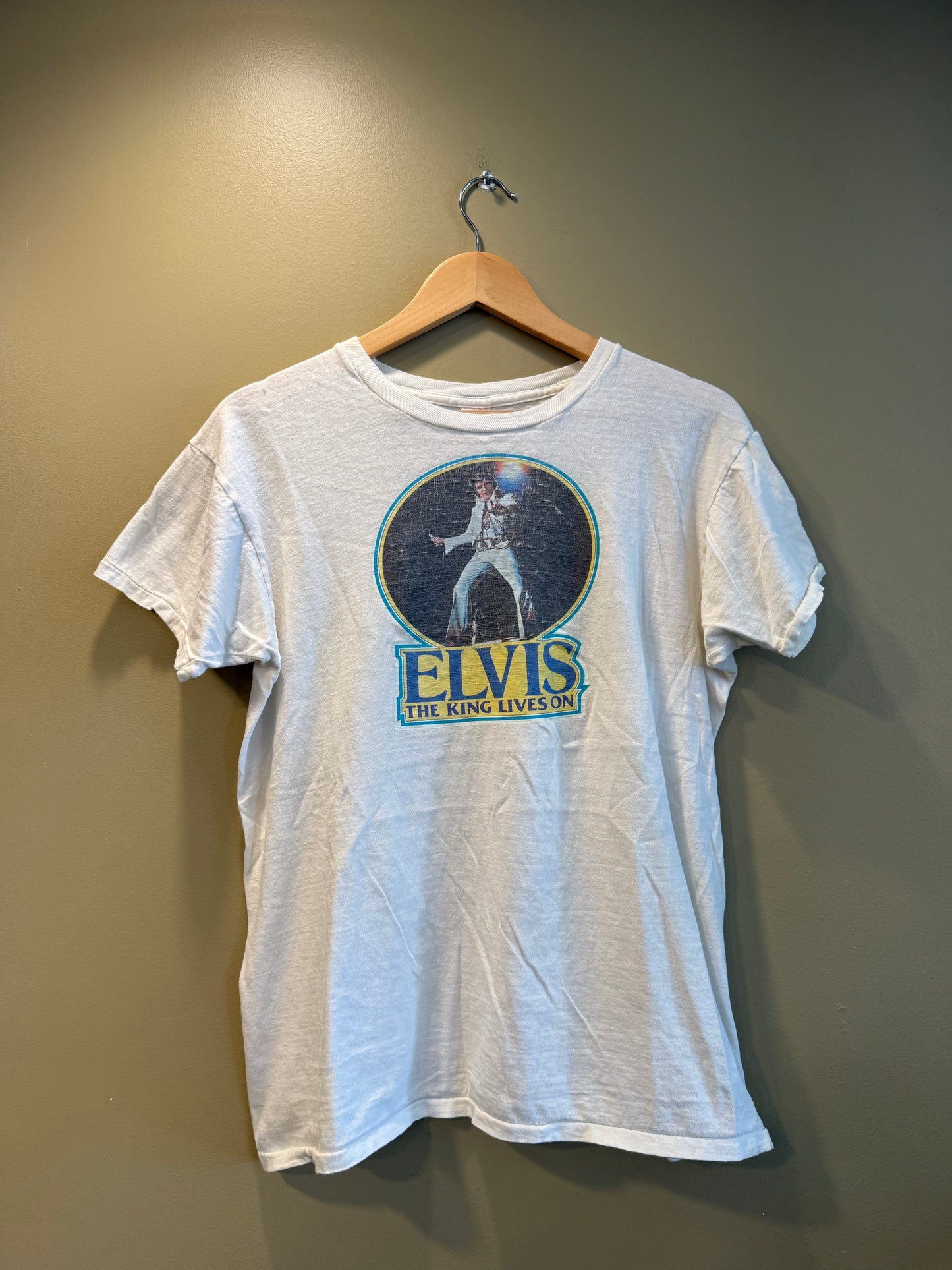 Vintage 70s Elvis The King Lives On T-Shirt- M
