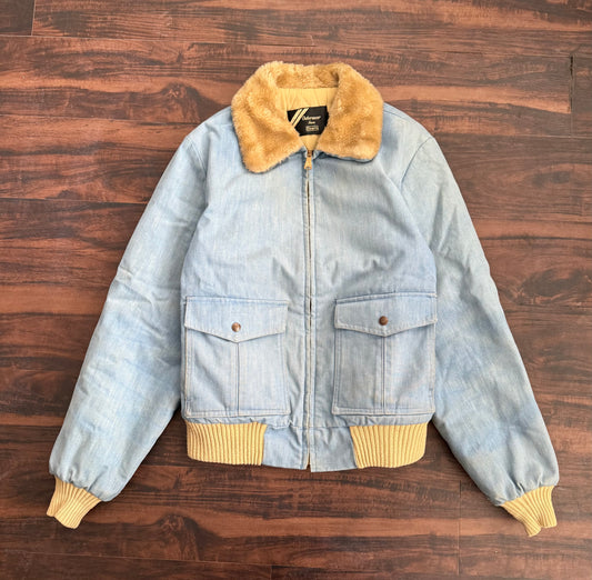 Vintage ‘70s Sears Outerwear Light Blue Shearling Jacket- S