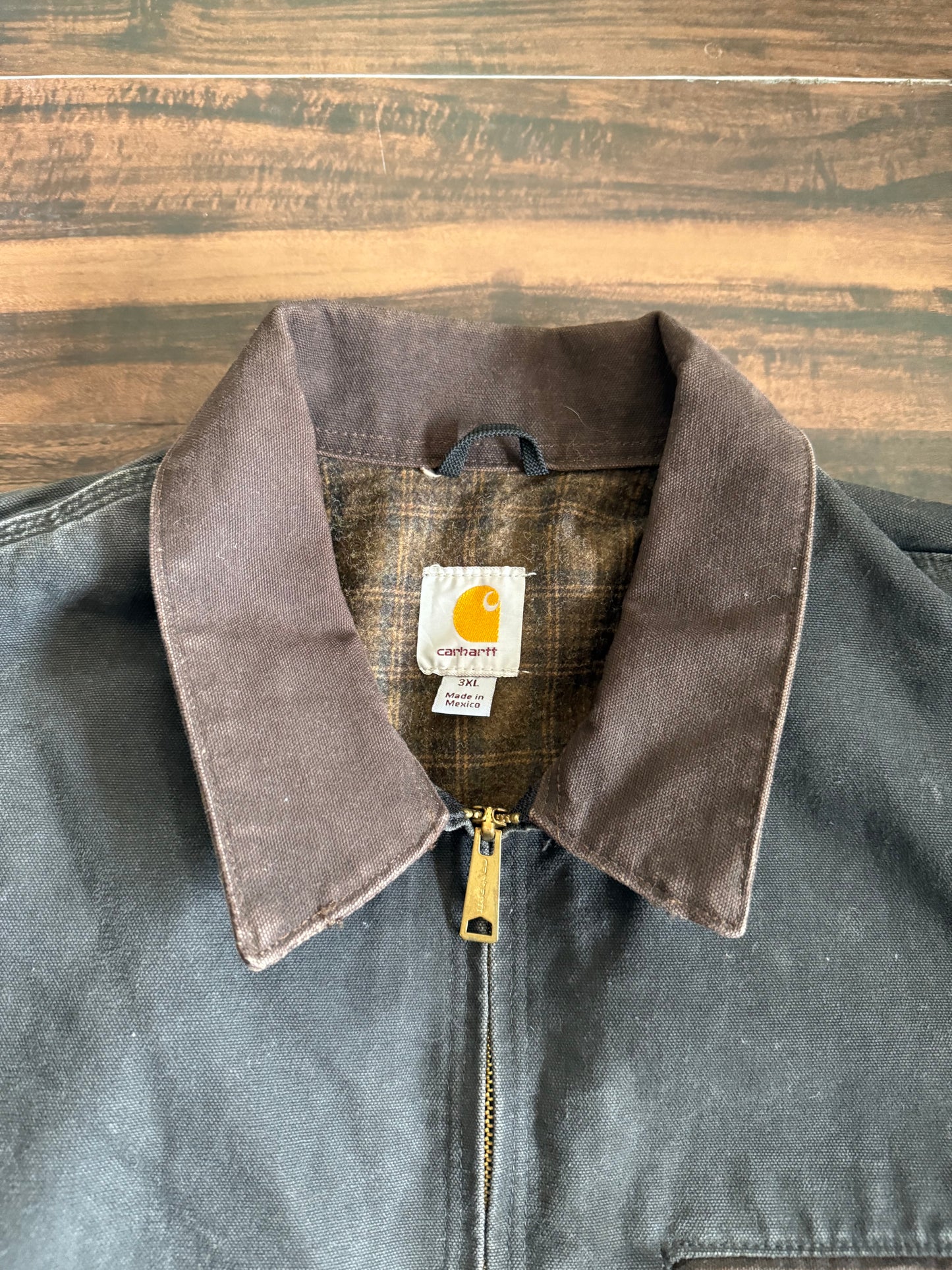 Vintage Carhartt Black Flannel Lined Detroit Jacket Size XXL