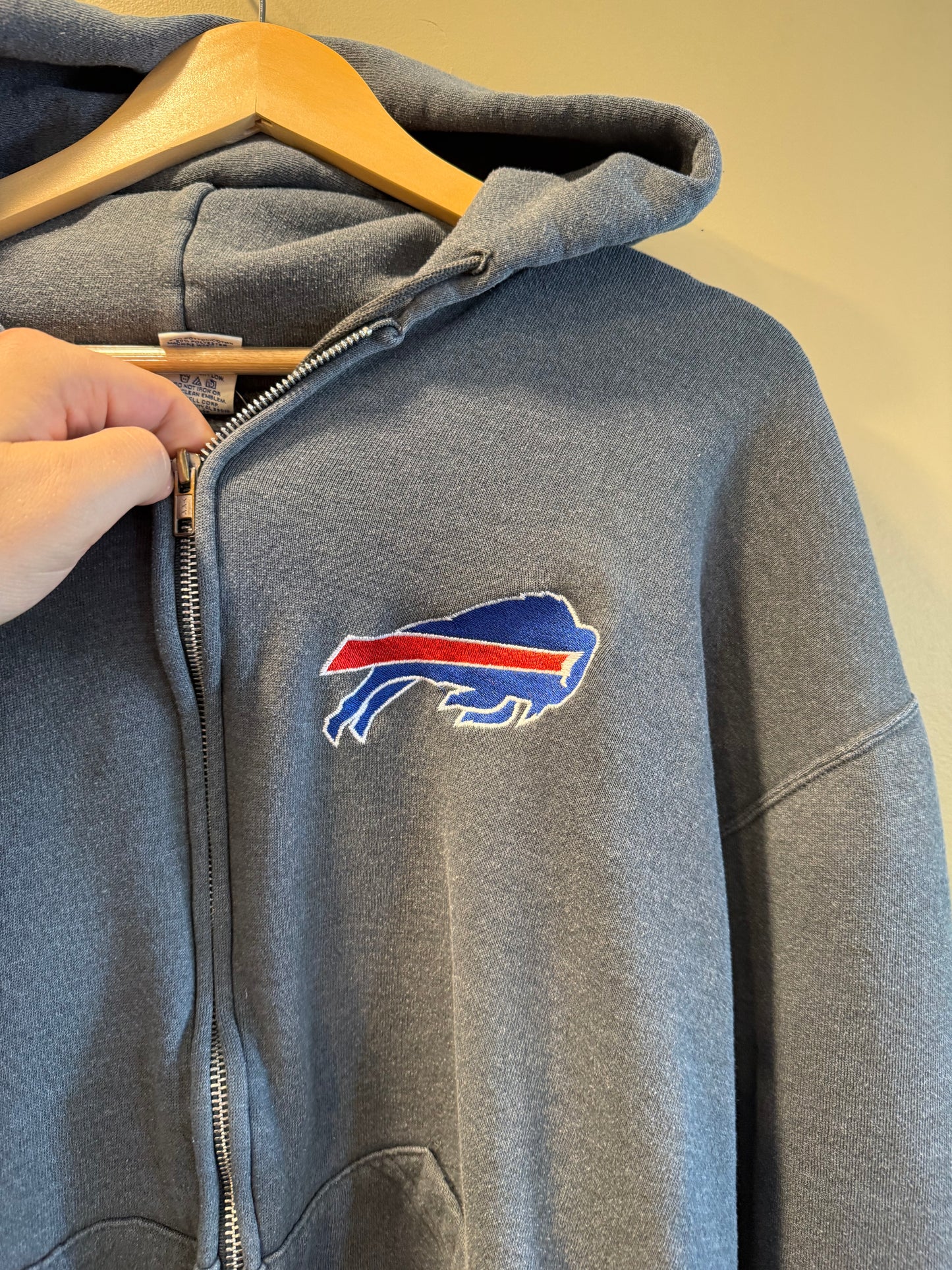 Vintage Buffalo Bills Zip-Up Hoodie Sweatshirt- L
