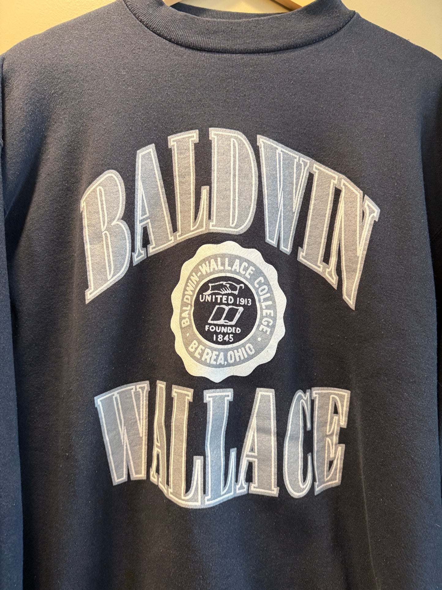 Vintage Baldwin Wallace College Black & Gray Crewneck Sweatshirt- XL