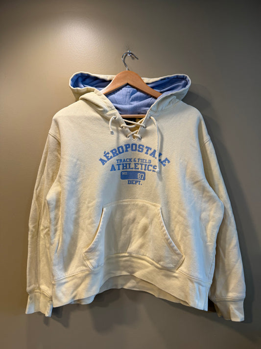 Vintage Aeropostale Butter Yellow & Blue Hoodie Sweatshirt- L