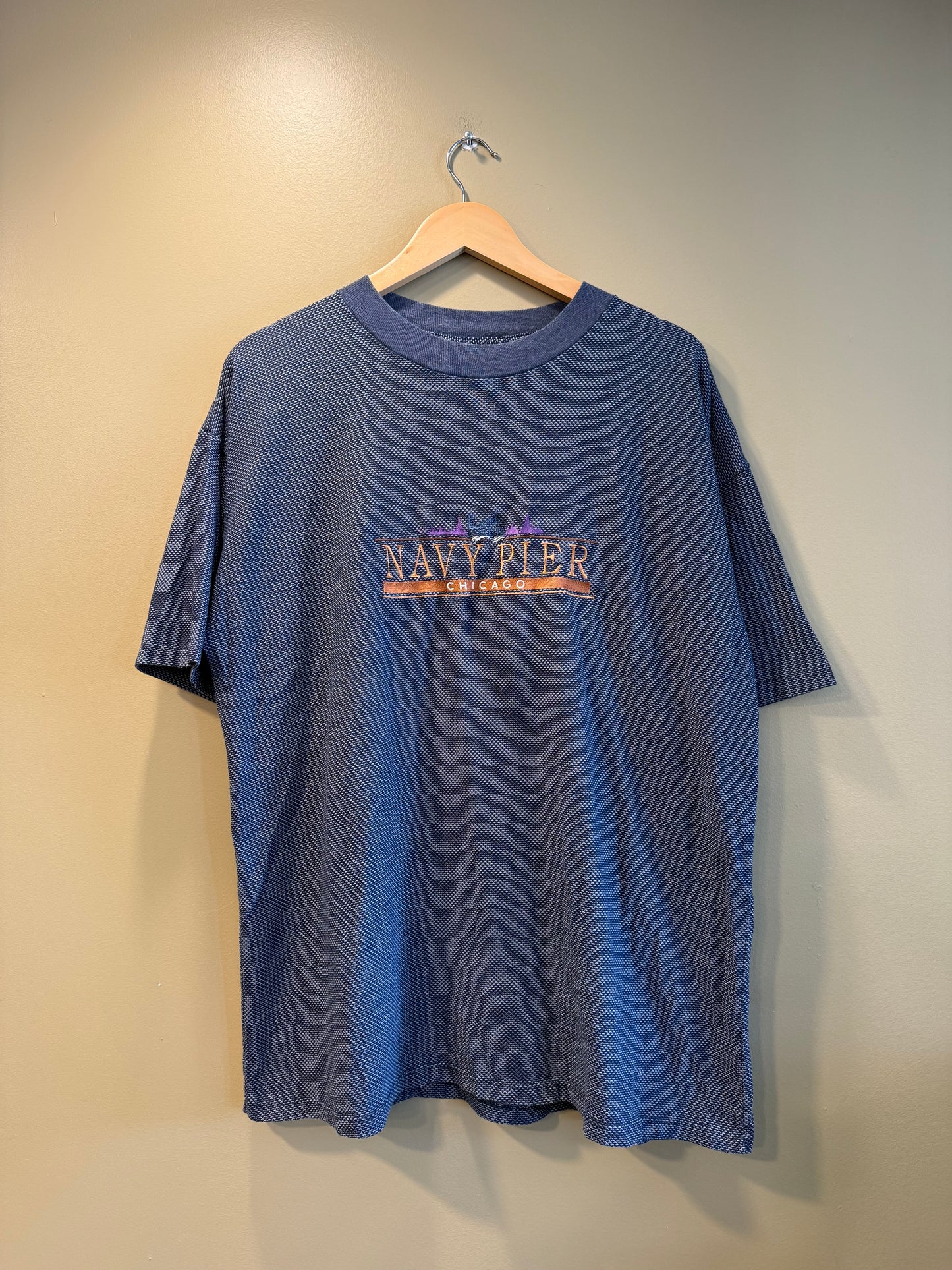 Vintage Navy Pier Chicago Blue Tourist T-Shirt- XL