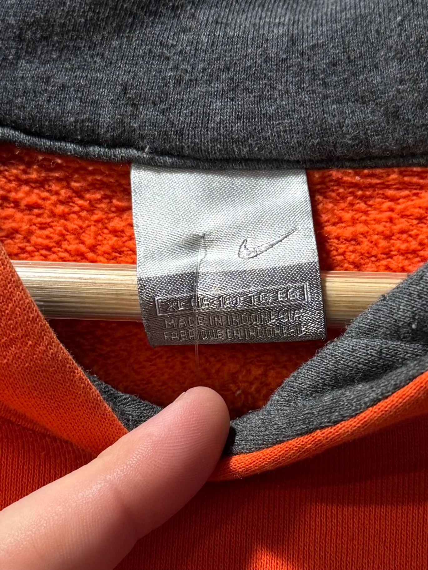 Vintage Nike Orange Spellout Hoodie Sweatshirt- XL