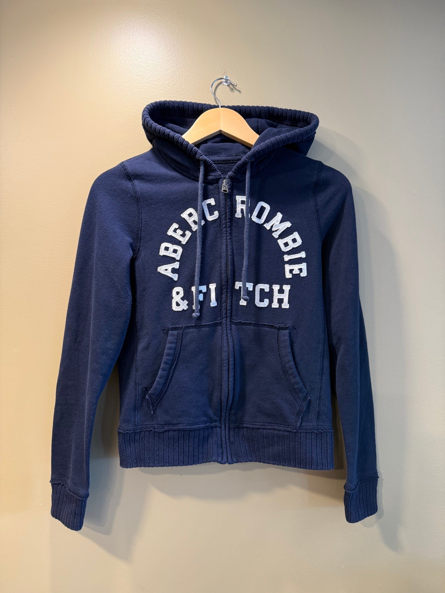 Vintage Abercrombie & Fitch Navy Blue Zip-Up Hoodie- S