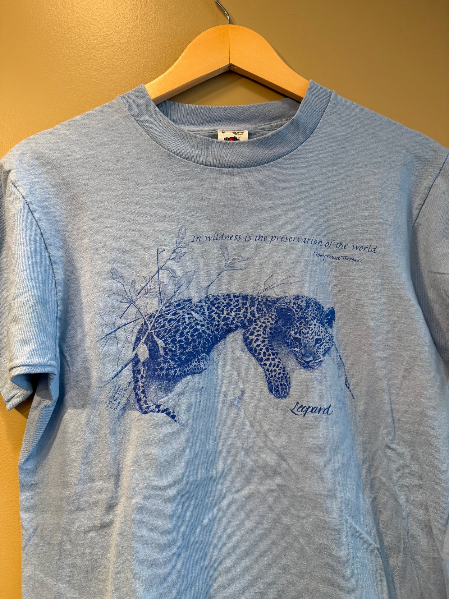 Vintage Blue Leopard Nature T-Shirt- M