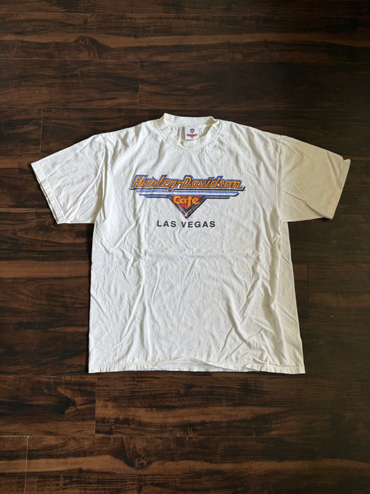 Vintage Harley Davidson Cafe Las Vegas White T-Shirt- XL