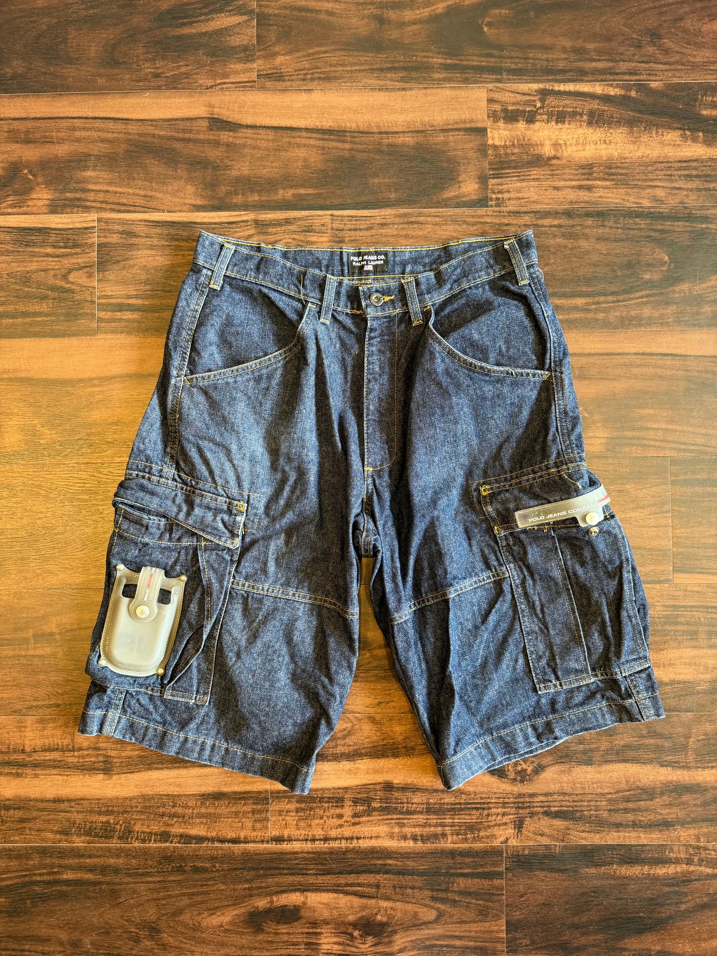 Vintage Polo Jeans Co Ralph Lauren Cell Phone Cargo Denim Jean Shorts- 32
