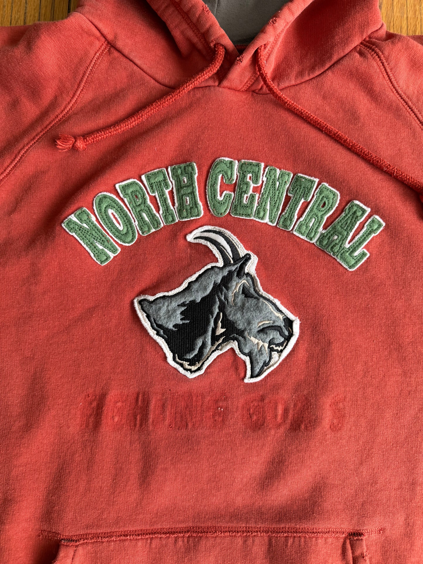 Vintage North Central Fighting Goats Burnt Orange Hoodie Sweatshirt- XL