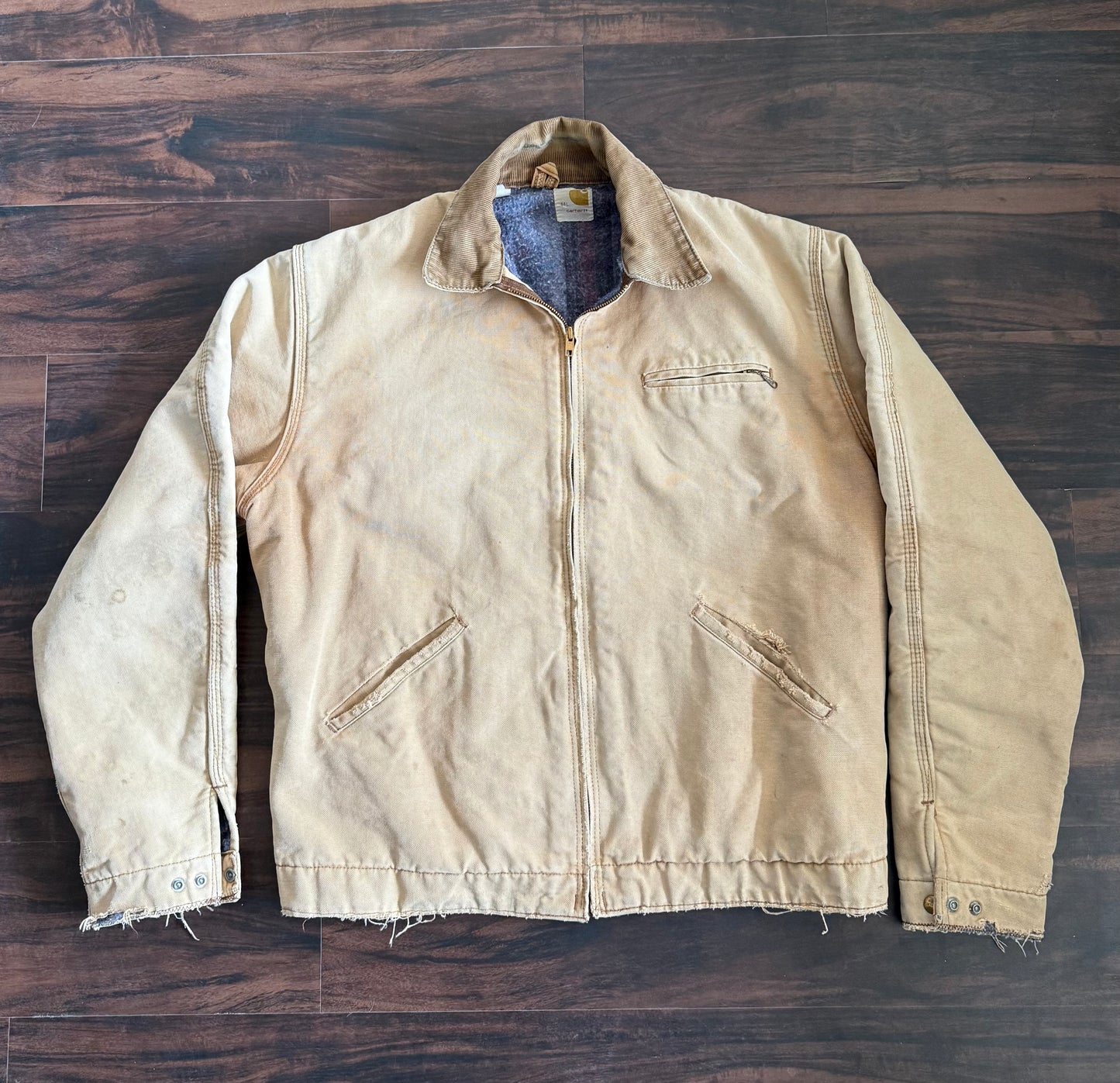 Vintage 1970s Carhartt 6BLJ Tan Detroit Jacket- L