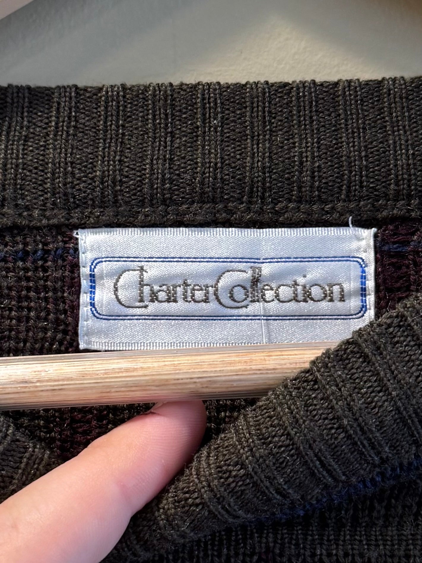 Vintage Charter Collection Brown Checkered Sweater- M