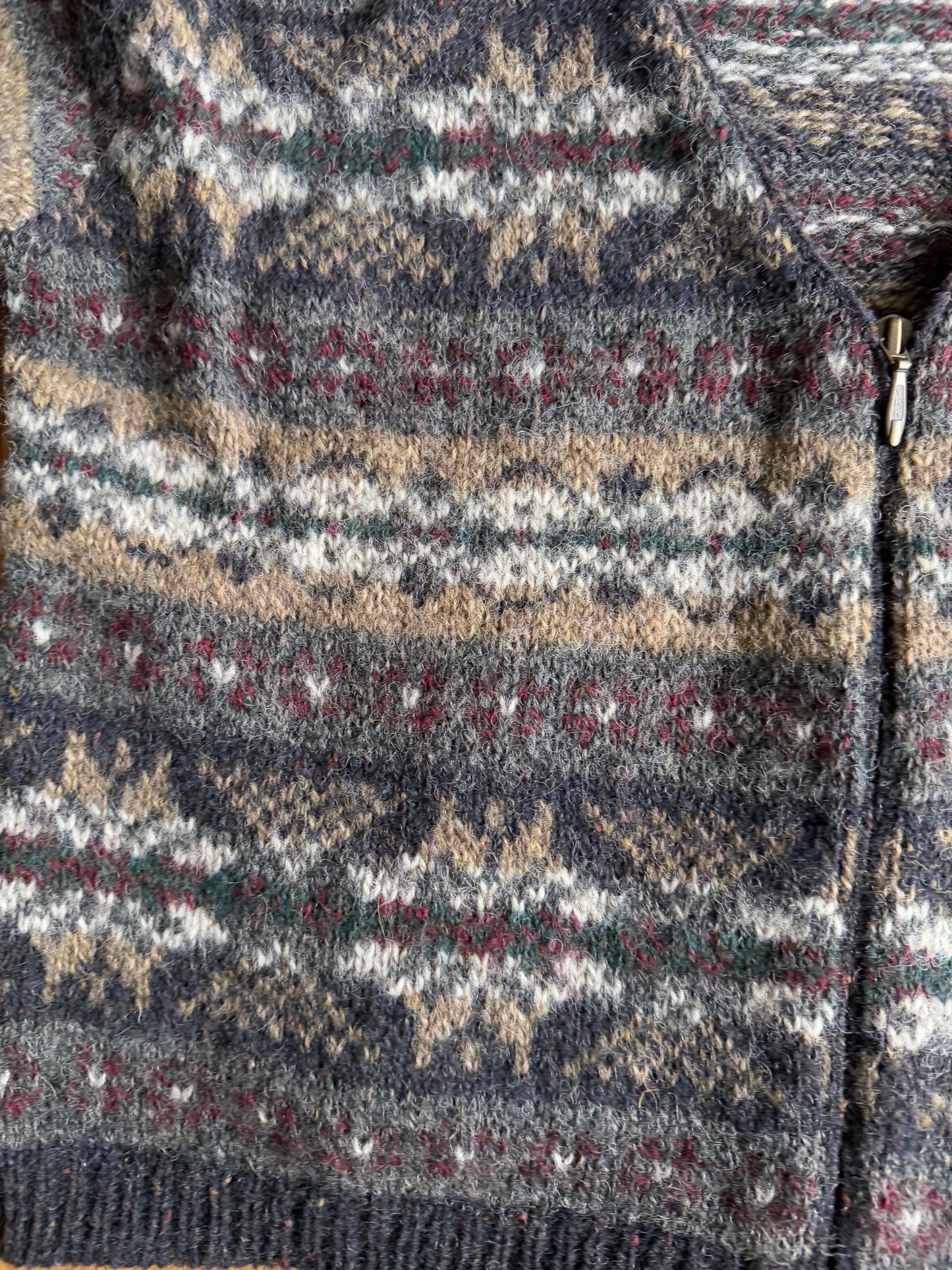 Vintage Woolrich Zip-Up Wool Patterned Gray Cardigan Sweater- S