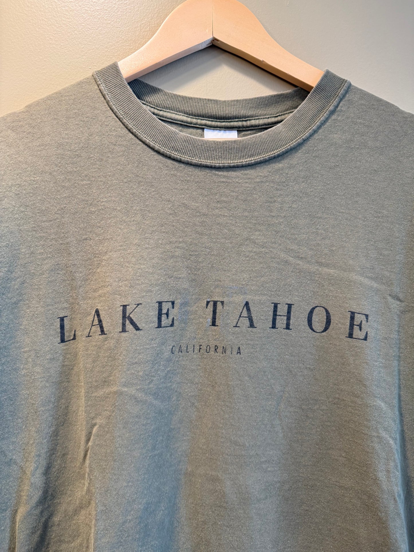 Vintage Lake Tahoe Green Spell Out T-Shirt- L