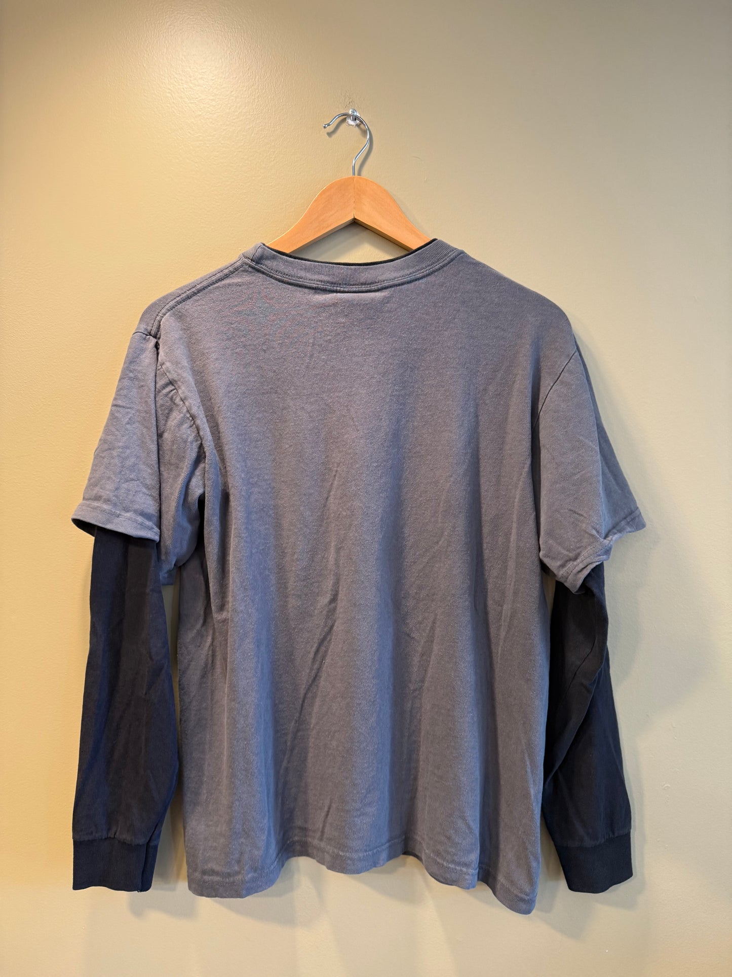 Vintage Y2K Hybrid Tees Black Star Long Sleeve Thermal T-Shirt- M