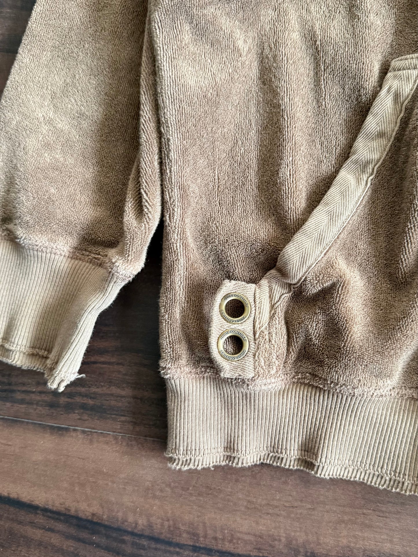Vintage Y2K Juicy Couture Towel Tracksuit Brown Zip-Up Hoodie Sweatshirt- XL