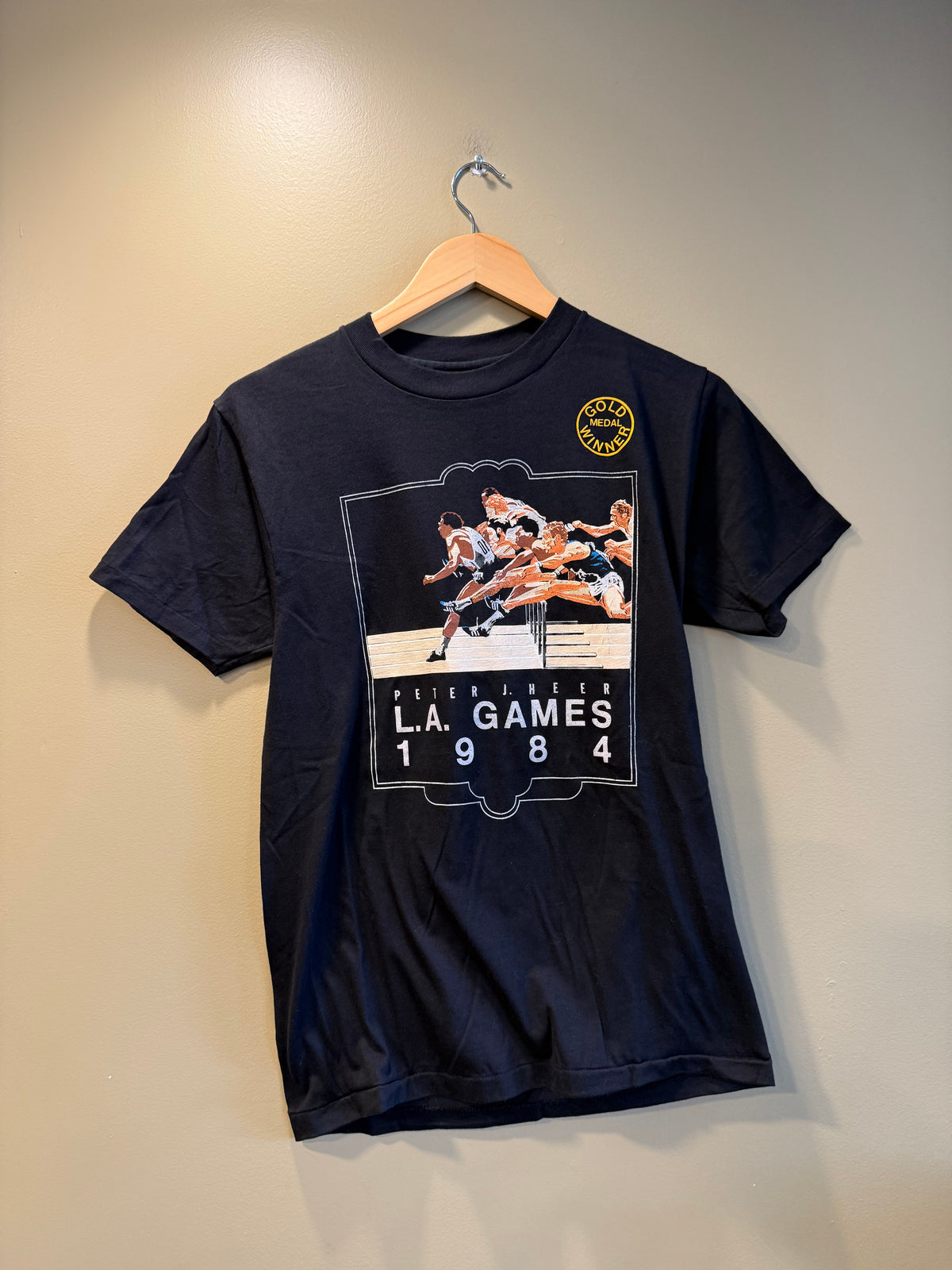 Vintage 1984 Los Angeles Olympics Hurdles T-Shirt- S