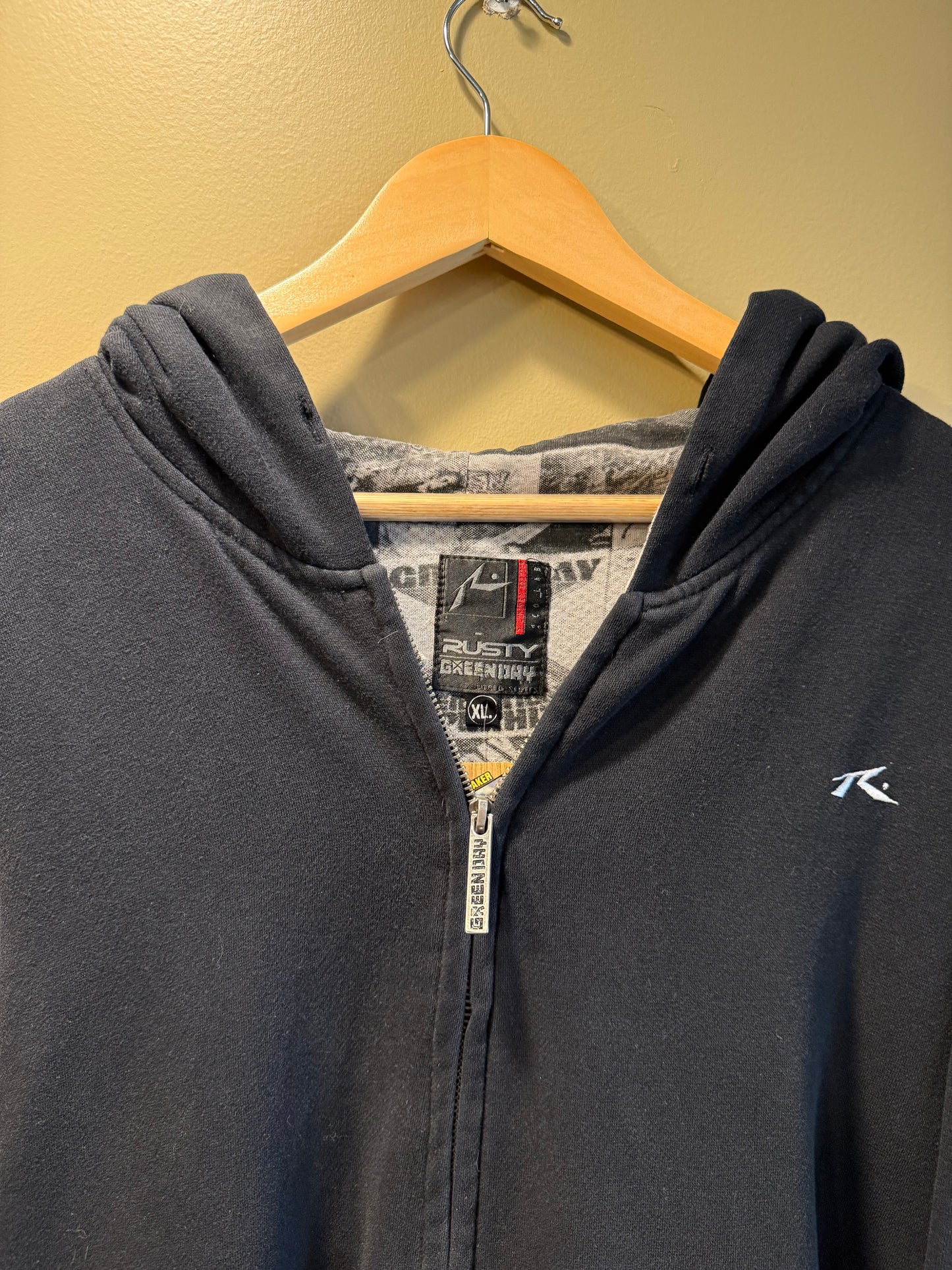 Vintage Y2K Rusty Green Day Collab Black Zip-Up Hoodie Sweatshirt- XL