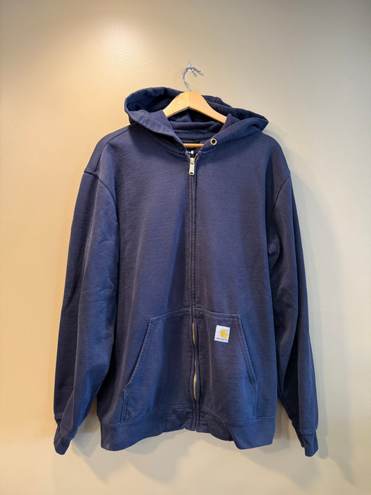 Carhartt Navy Blue Zip-Up Hoodie Sweatshirt- M