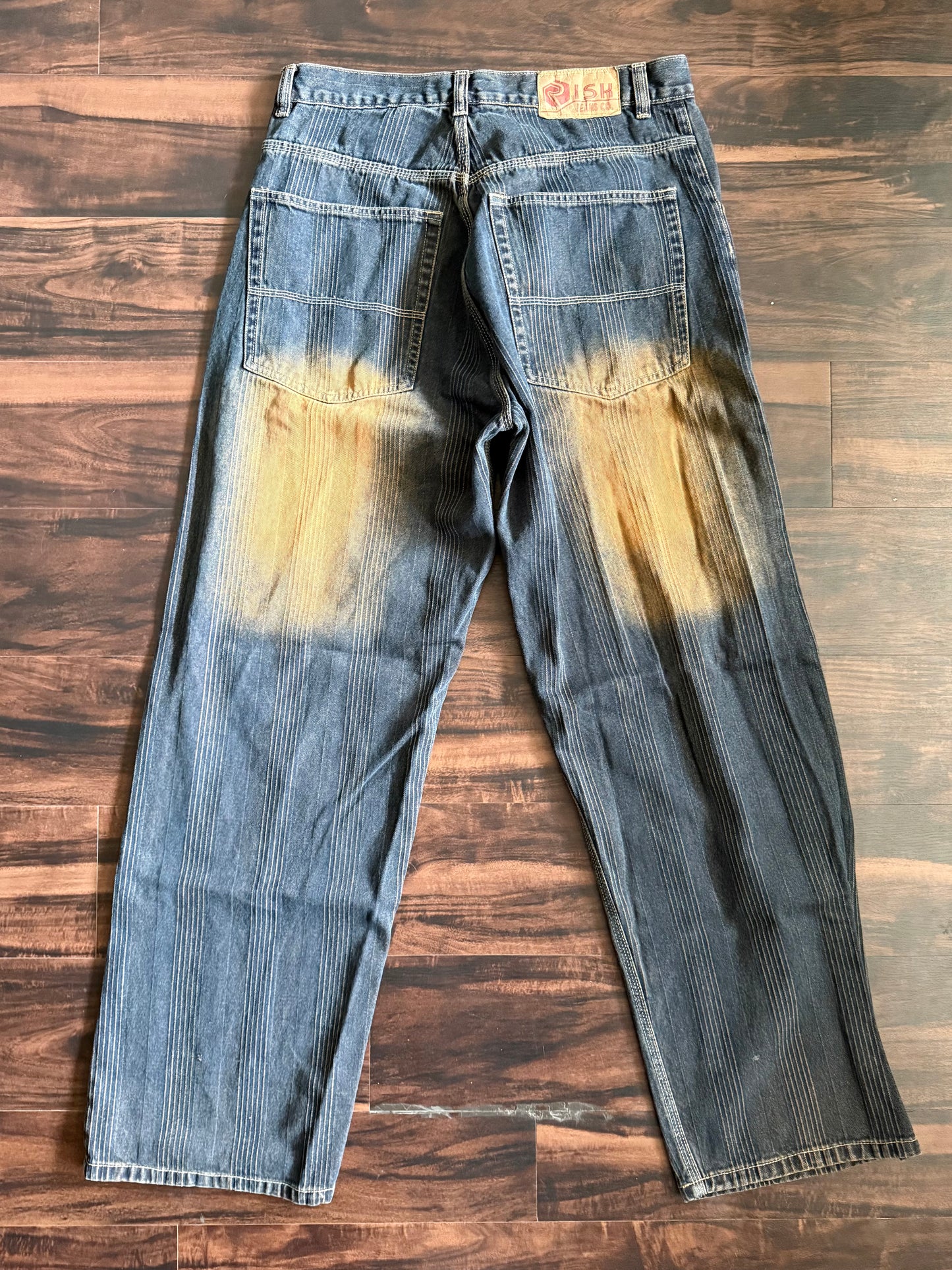 Vintage Y2K Risk Jeans Faded Dark Wash Denim Jeans- 34x34