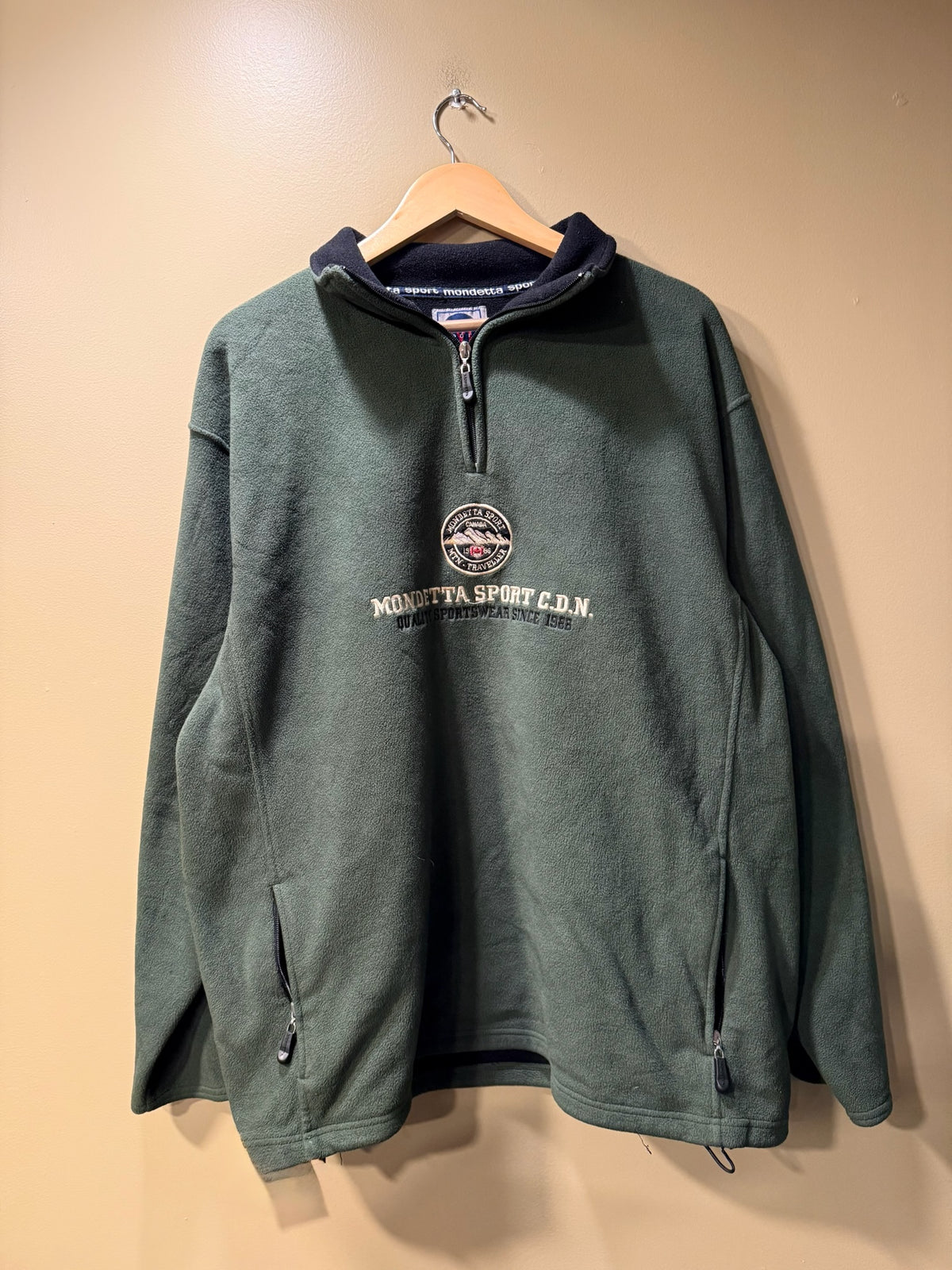 Vintage Mondetta Sport C.D.N. Pullover Quarter-Zip Fleece - XXL