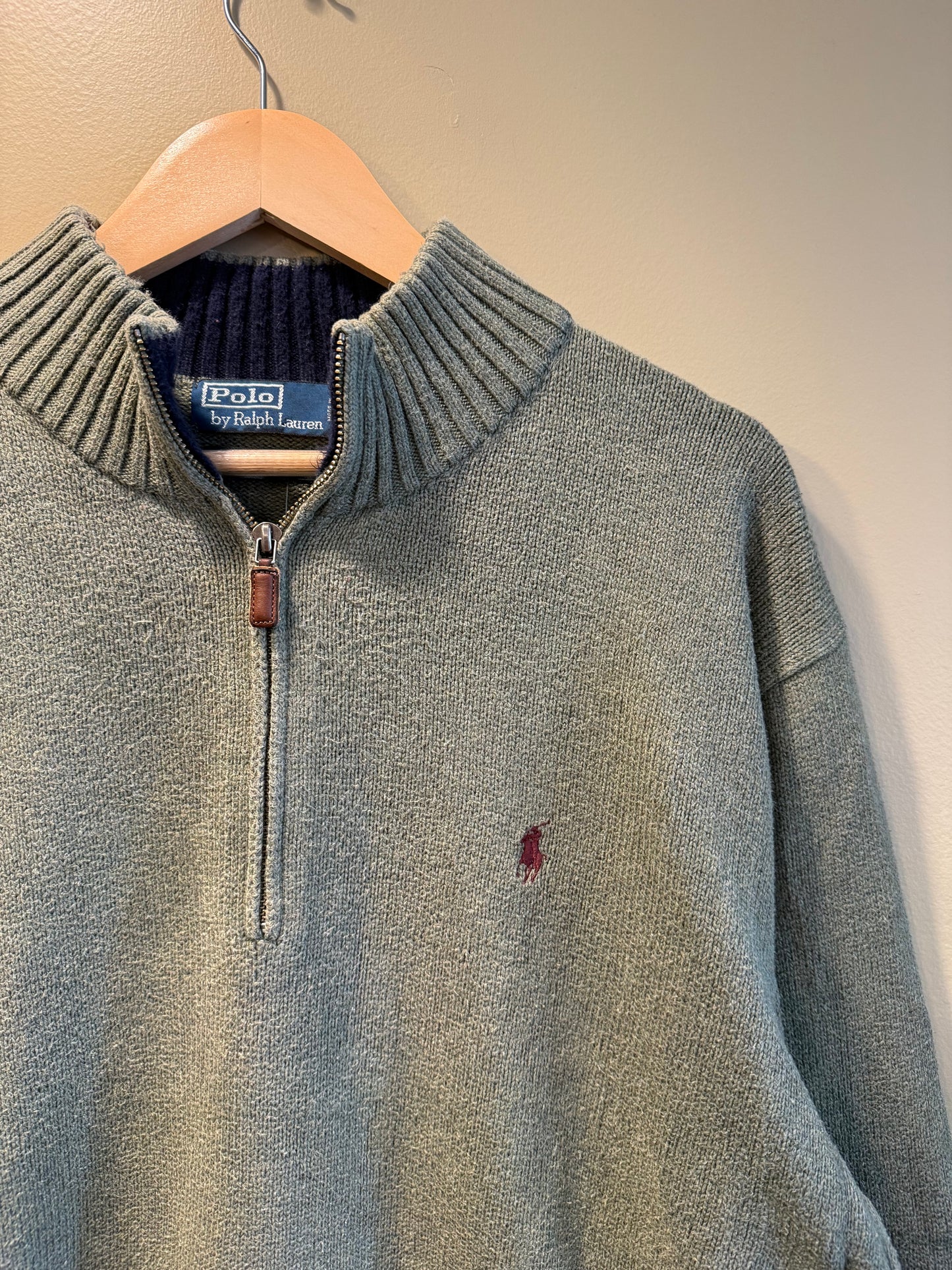 Vintage Polo Ralph Lauren Sea Foam Green Quarter-Zip Sweater- XL