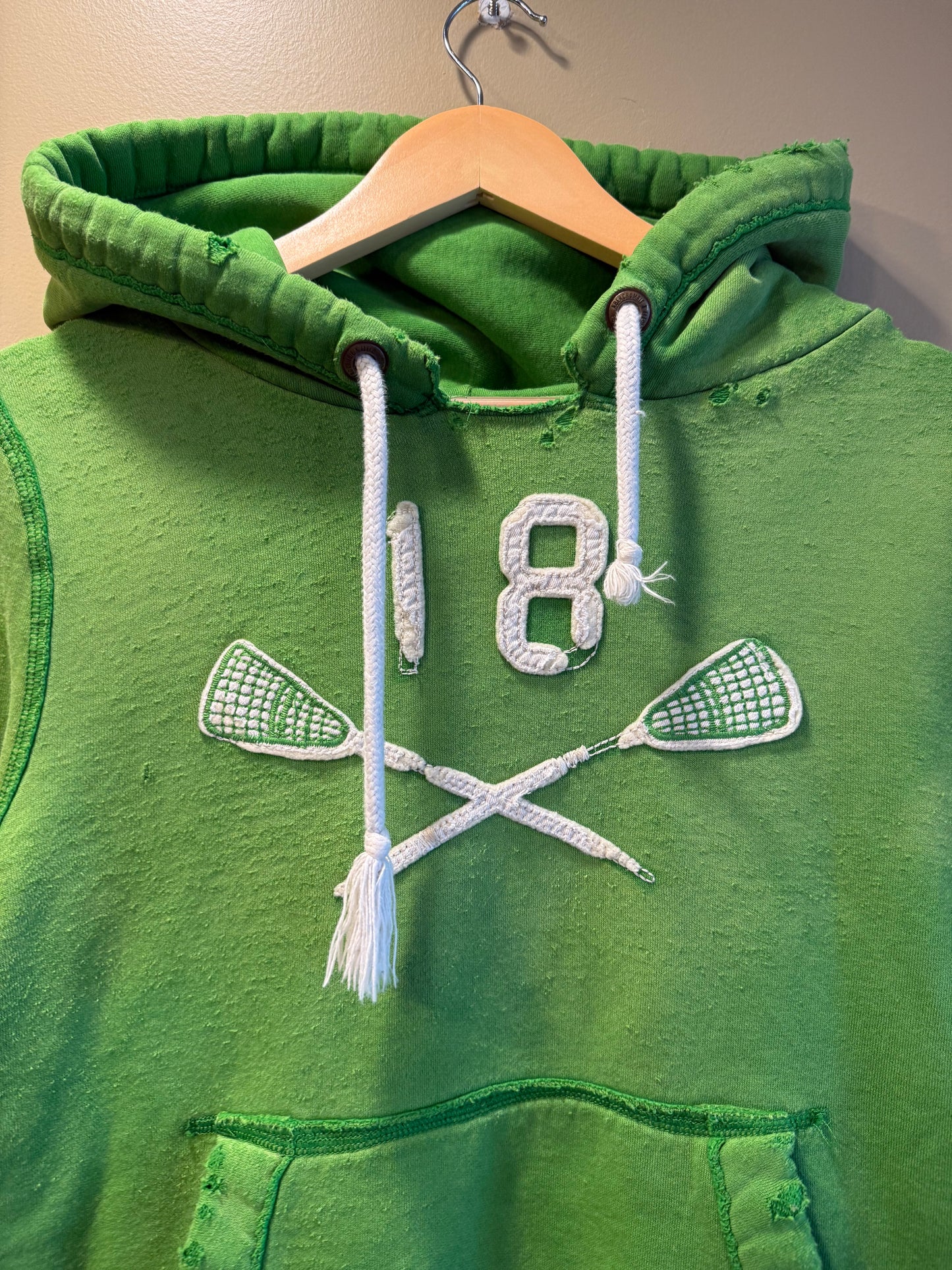 Vintage Abercrombie & Fitch Green Lacrosse Hoodie Sweatshirt- S/M
