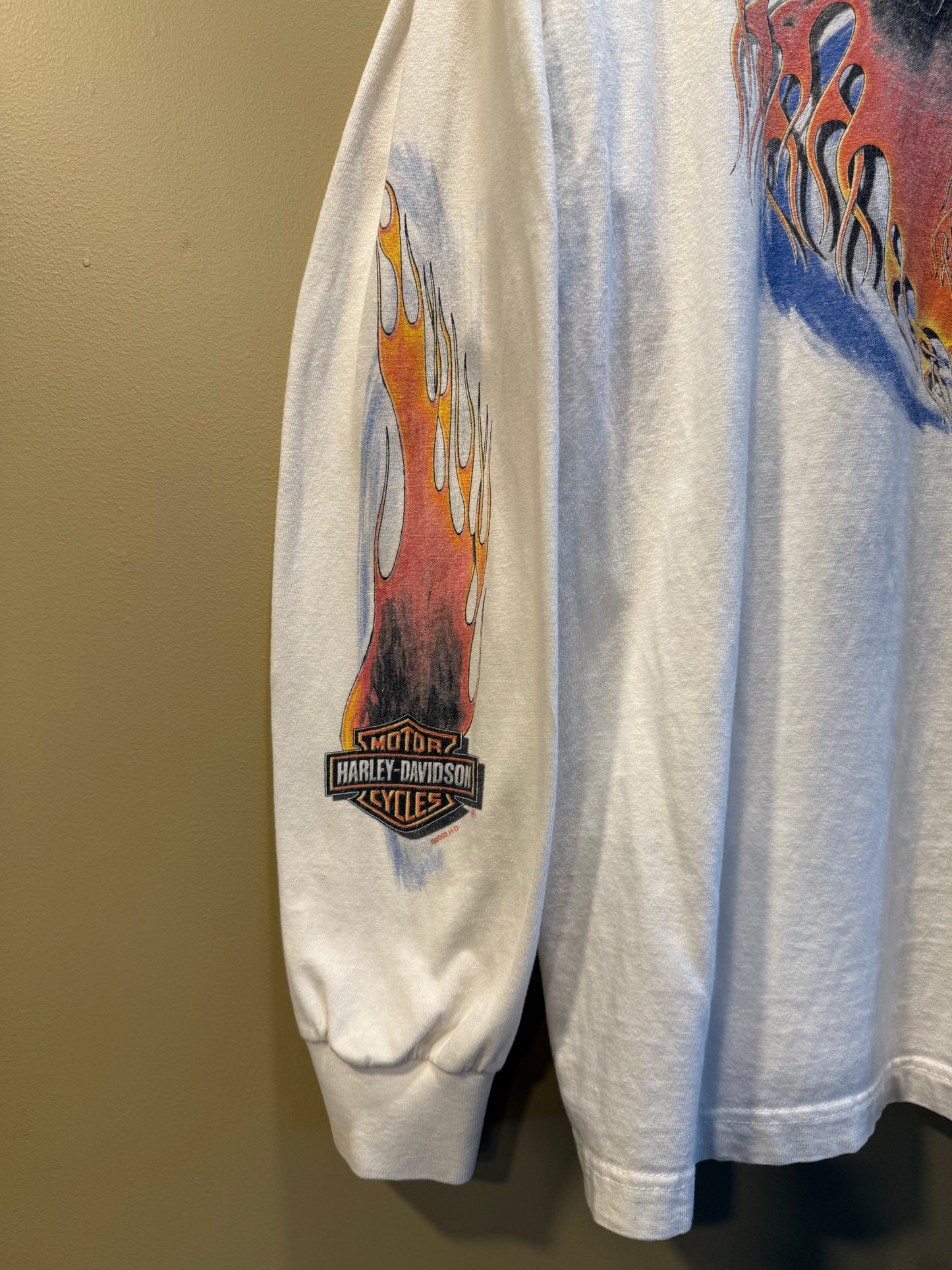 Vintage Harley Davidson Motorcycles Flames Long Sleeve T-Shirt- XXL