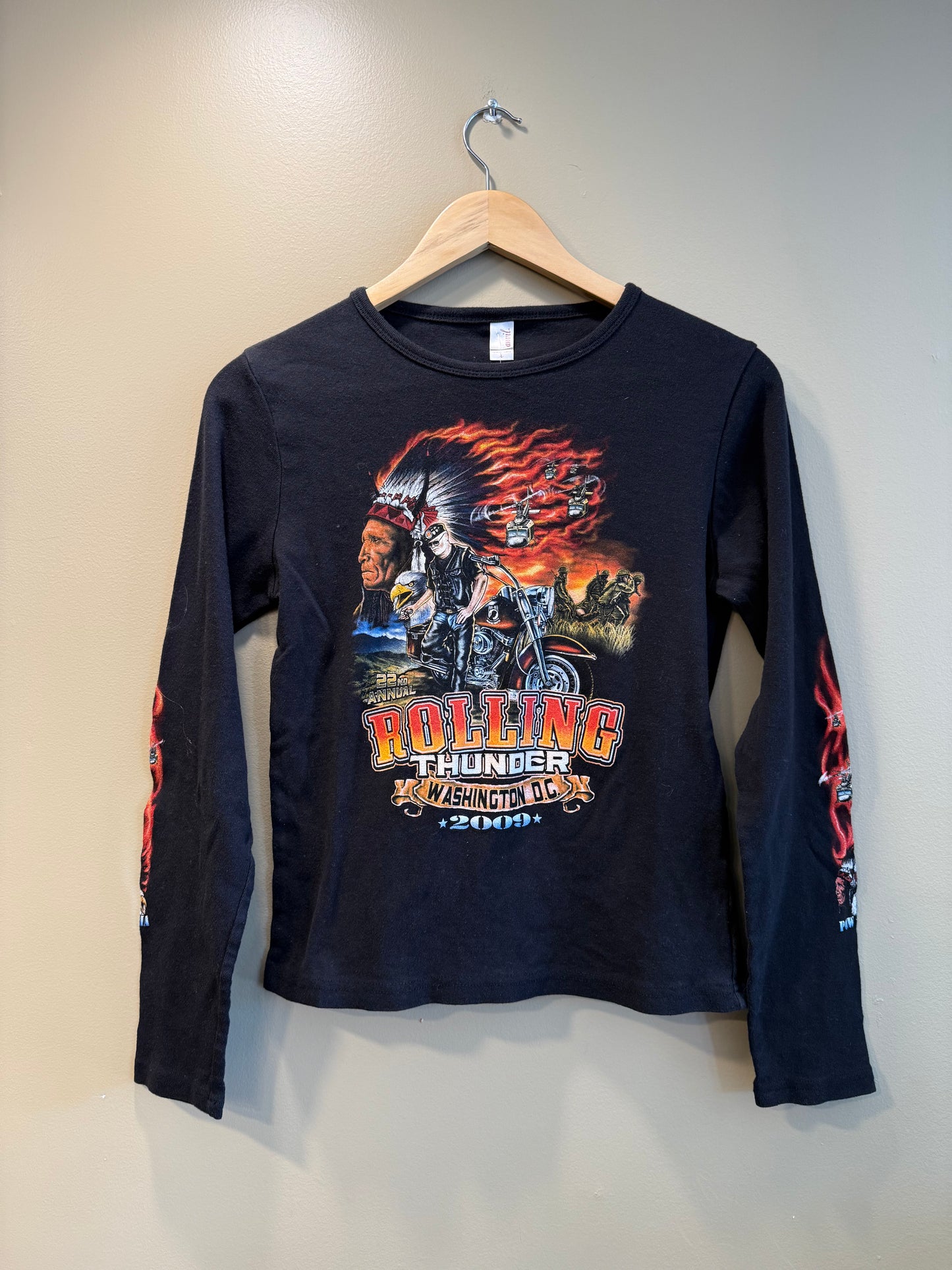 Vintage Women’s Rolling Thunder Biker Longsleeve Shirt- L
