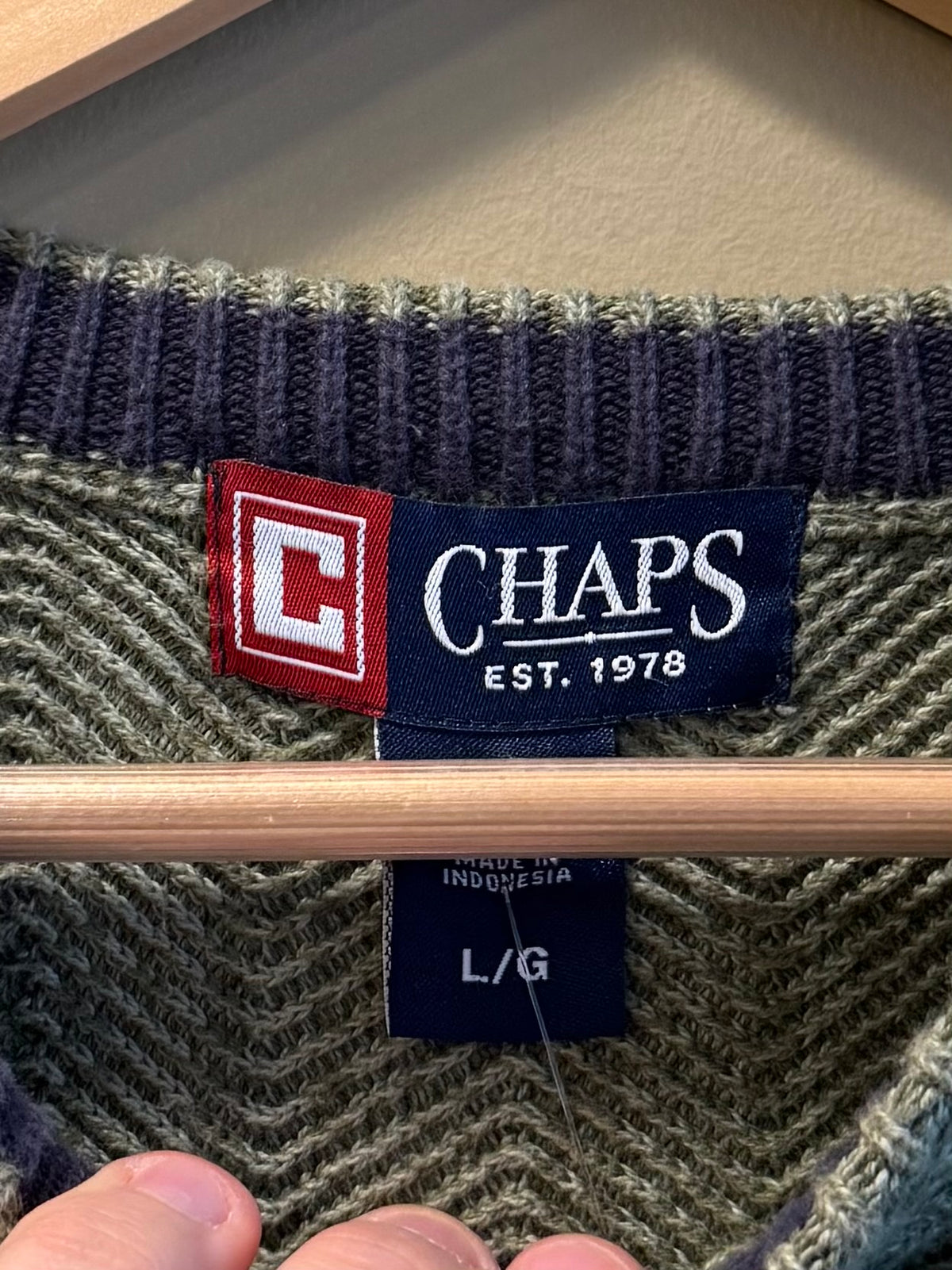 Vintage Chaps Ralph Lauren Green Knit Sweater- L/XL
