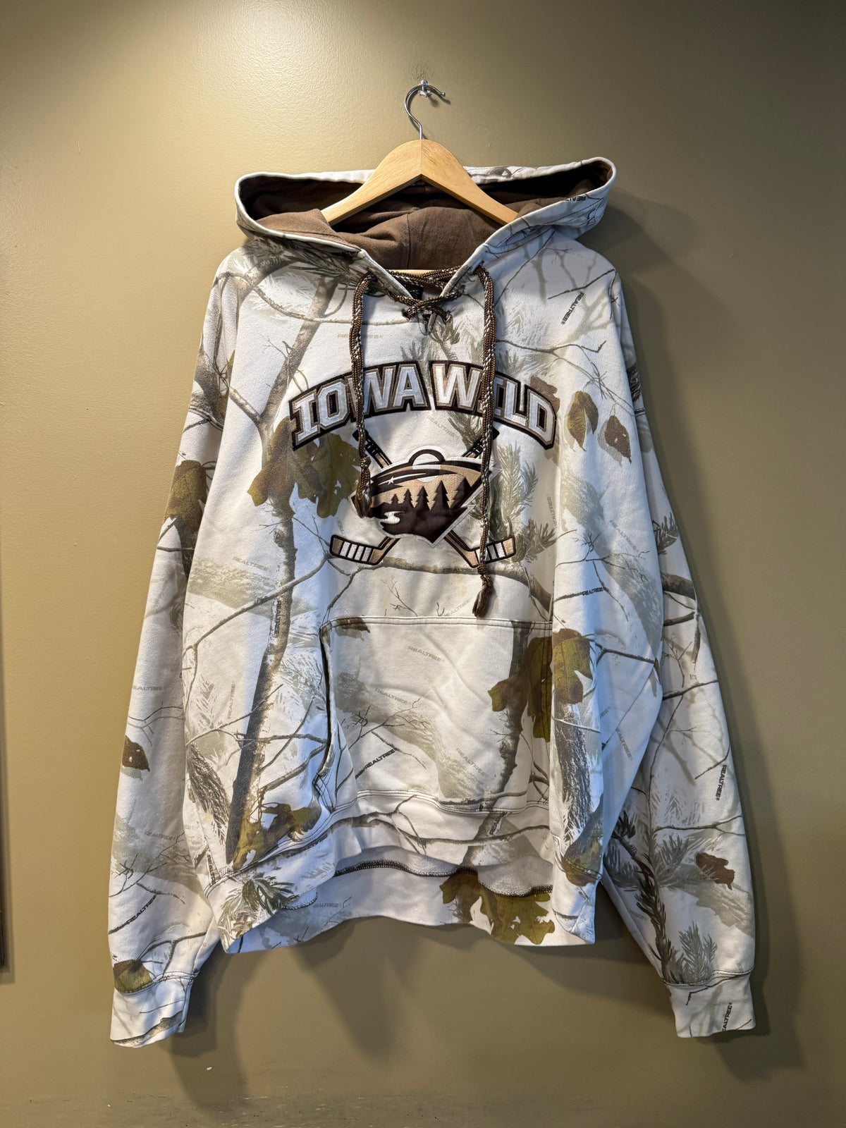 Vintage Iowa Wild NHL Hockey Snow Camo Hoodie Sweatshirt- XXL