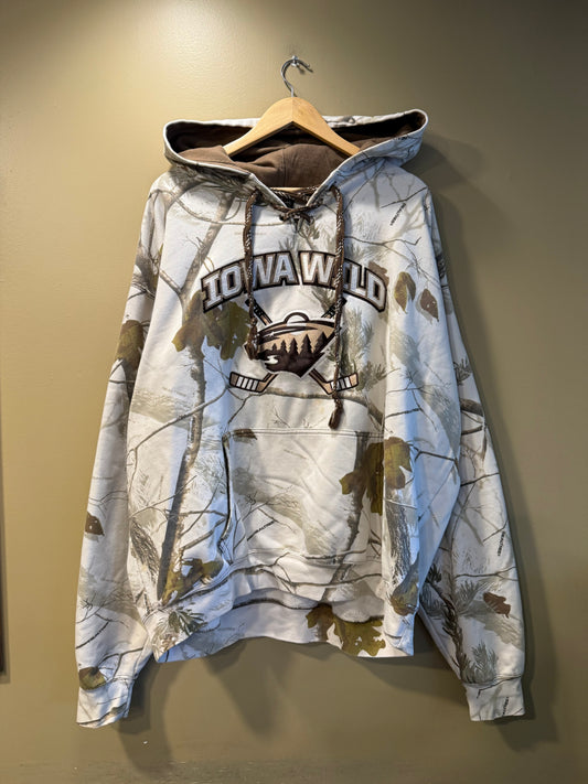 Vintage Iowa Wild NHL Hockey Snow Camo Hoodie Sweatshirt- XXL