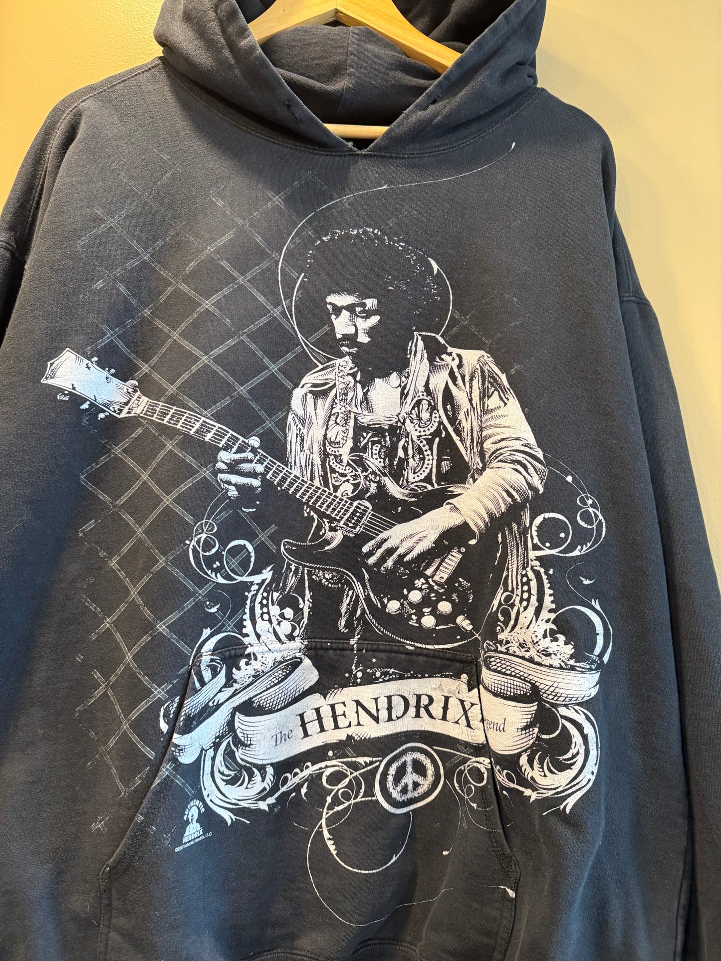 Vintage Y2K Hybrid Jimi Hendrix Black Hoodie Sweatshirt- XL/XXL