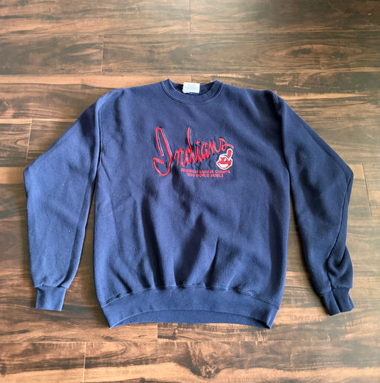 Vintage Cleveland Indians Embroidered Crewneck Sweatshirt- L