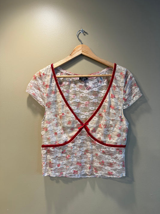 Vintage Y2K Beverly & Beck Floral Baby Doll T-Shirt- L