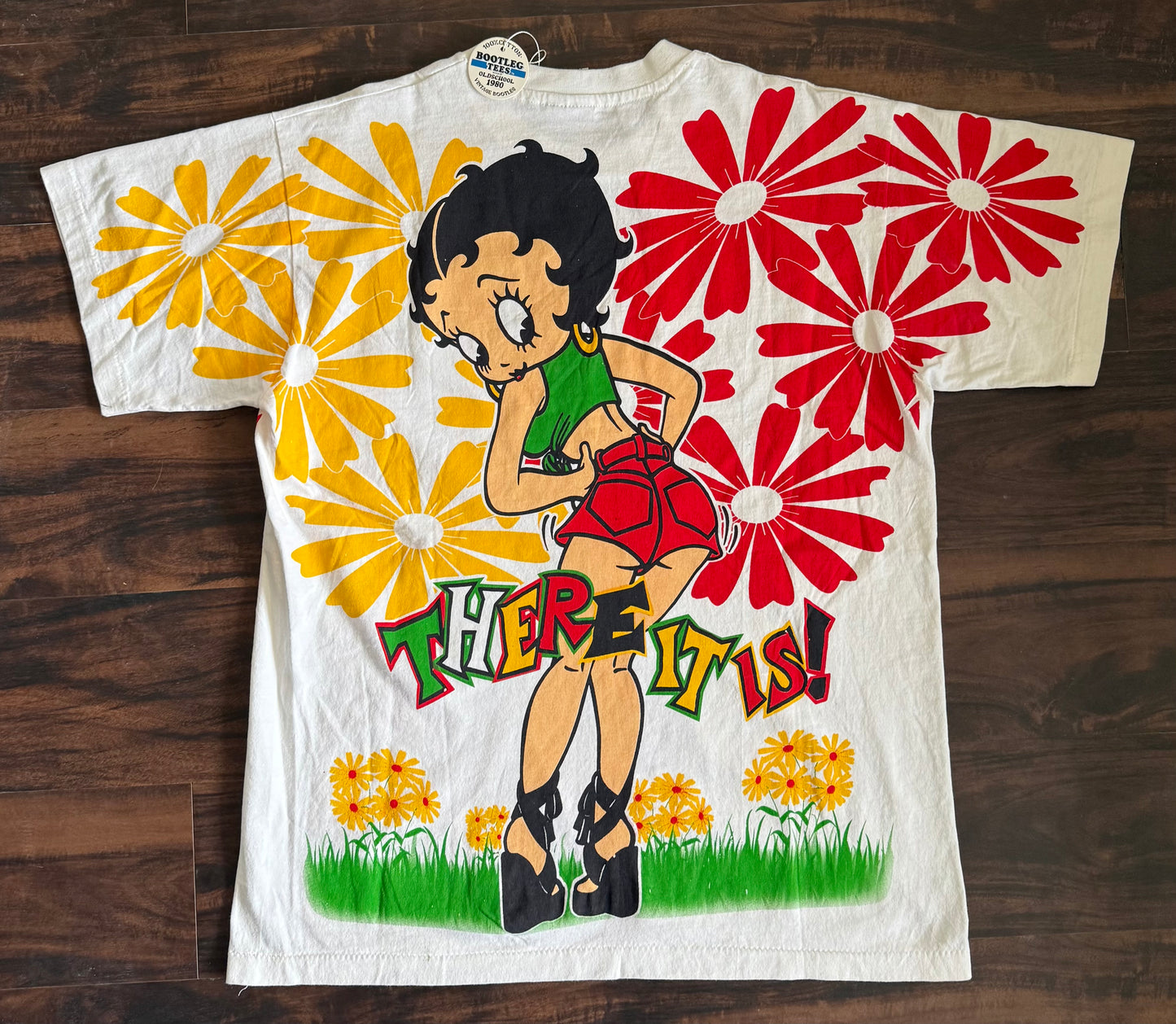 Vintage NWT Betty Boop Bootleg Tees All Over Print T-Shirt- L