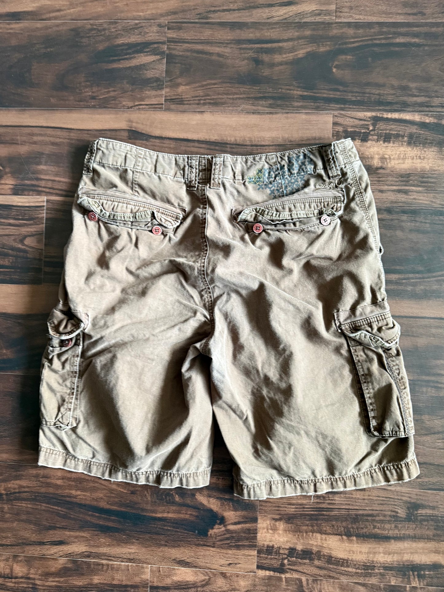 Vintage Quiksilver Brown Baggy Surfwear Cargo Shorts- 34