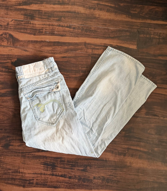 Vintage Y2K Rocawear Light Wash Embroidered Denim Jeans- 31x30