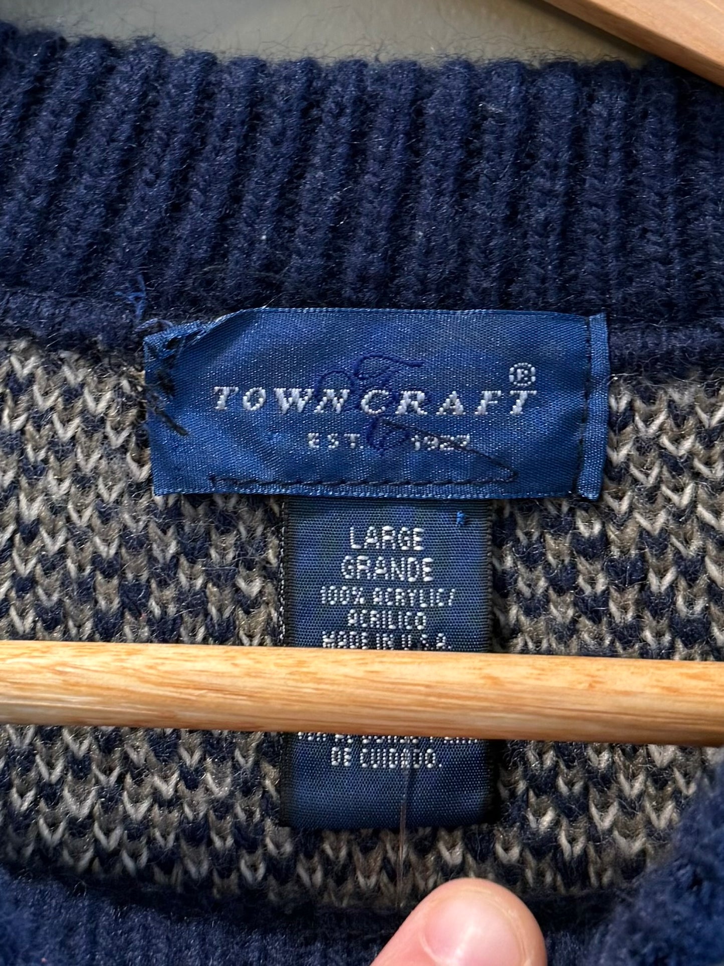 Vintage Towncraft Zig Zag Pattern Knit Sweater- L
