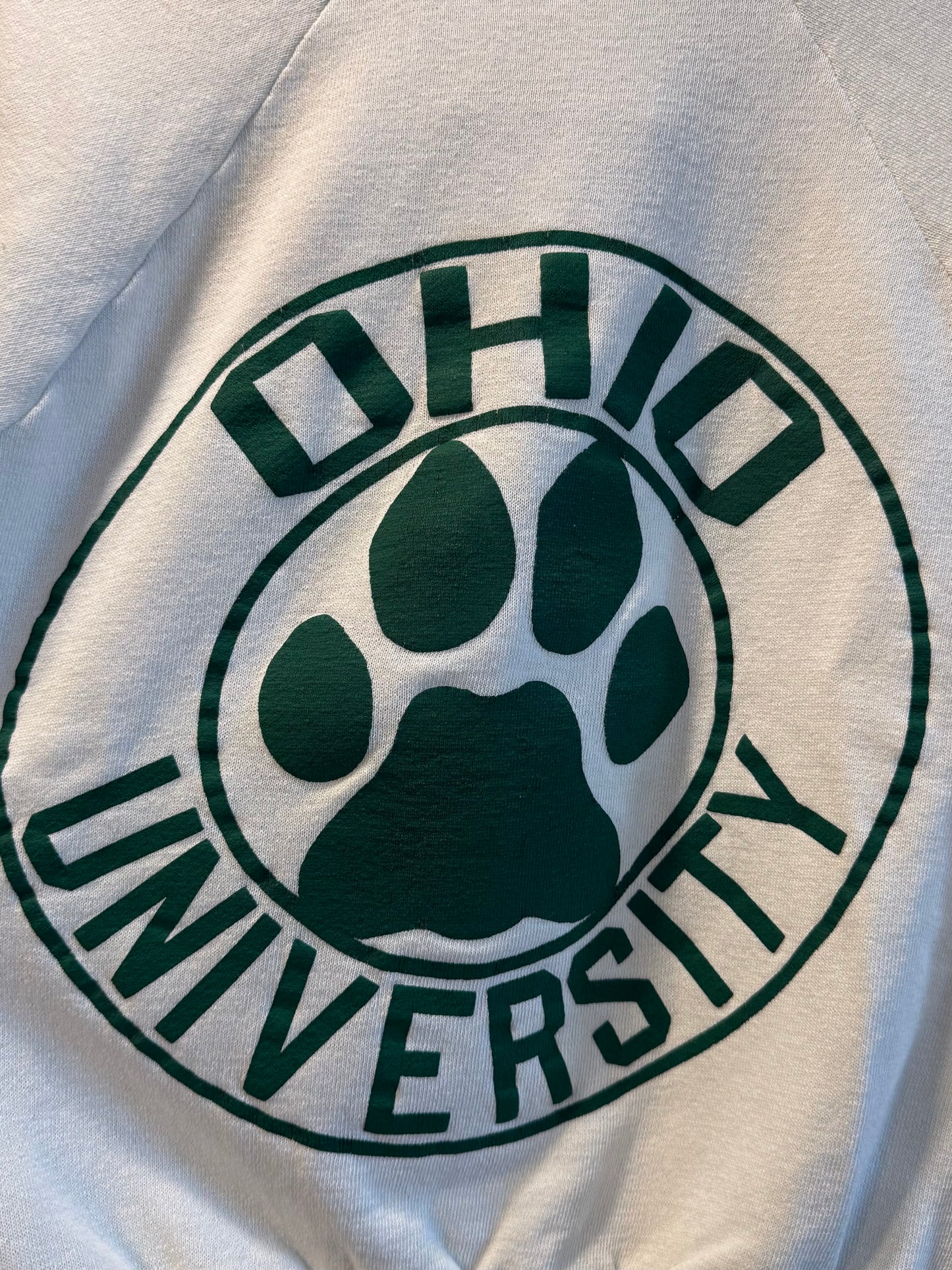 Vintage 80s Ohio University White Raglan Crewneck Sweatshirt- XS