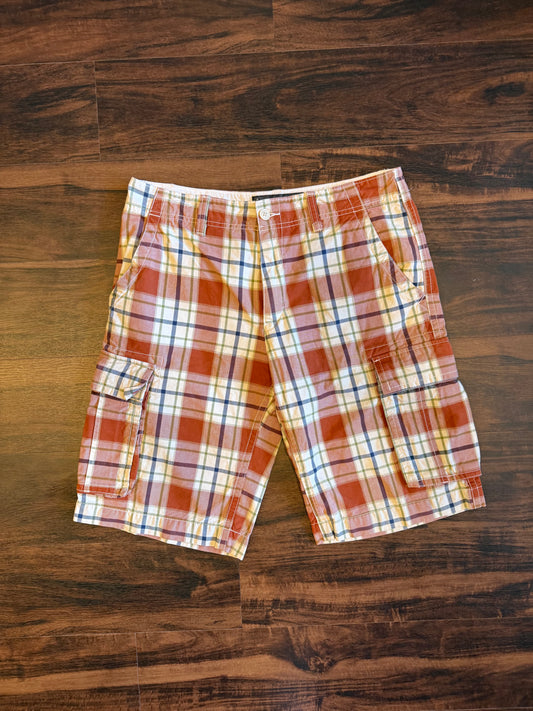 Vintage Old Navy Orange Checkered Cargo Shorts- 32