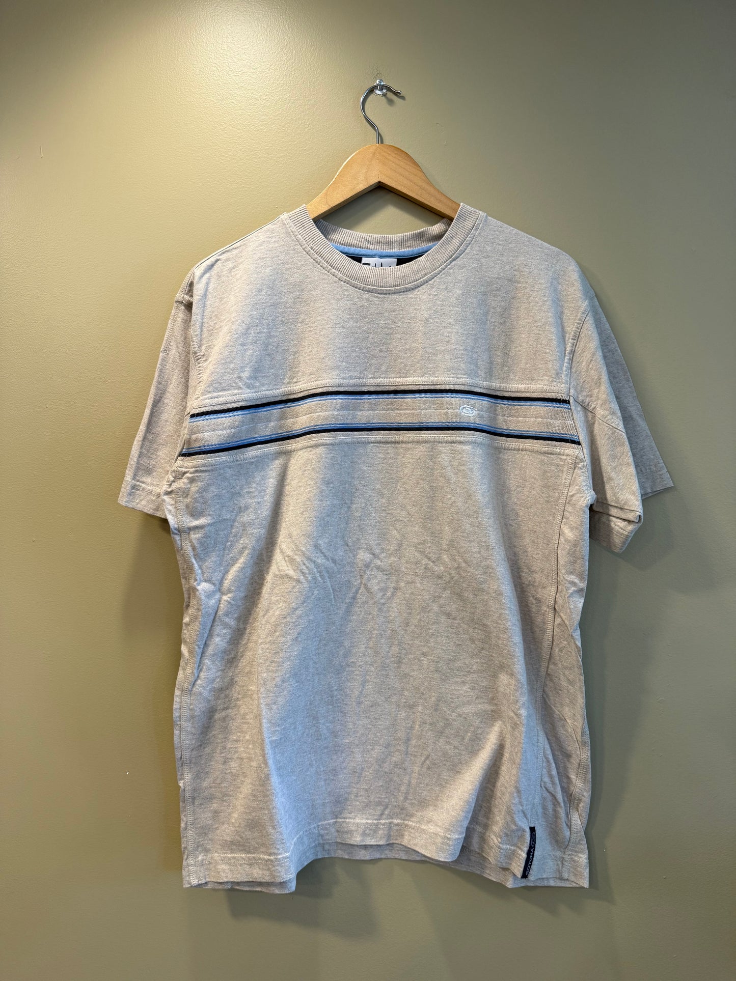 Vintage Y2K Gotcha Surfwear Tan Striped T-Shirt- M/L