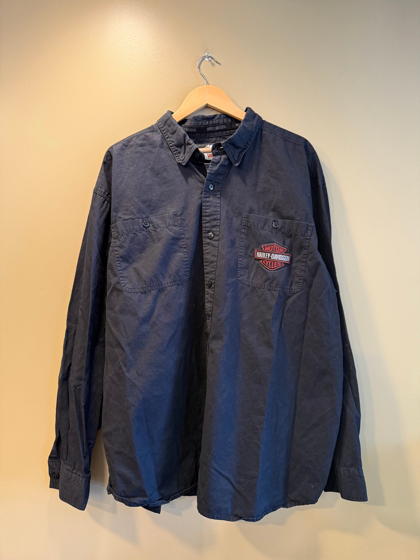 Vintage Harley Davidson Gothic Embroidered Long Sleeve Button-Up Shirt- XL